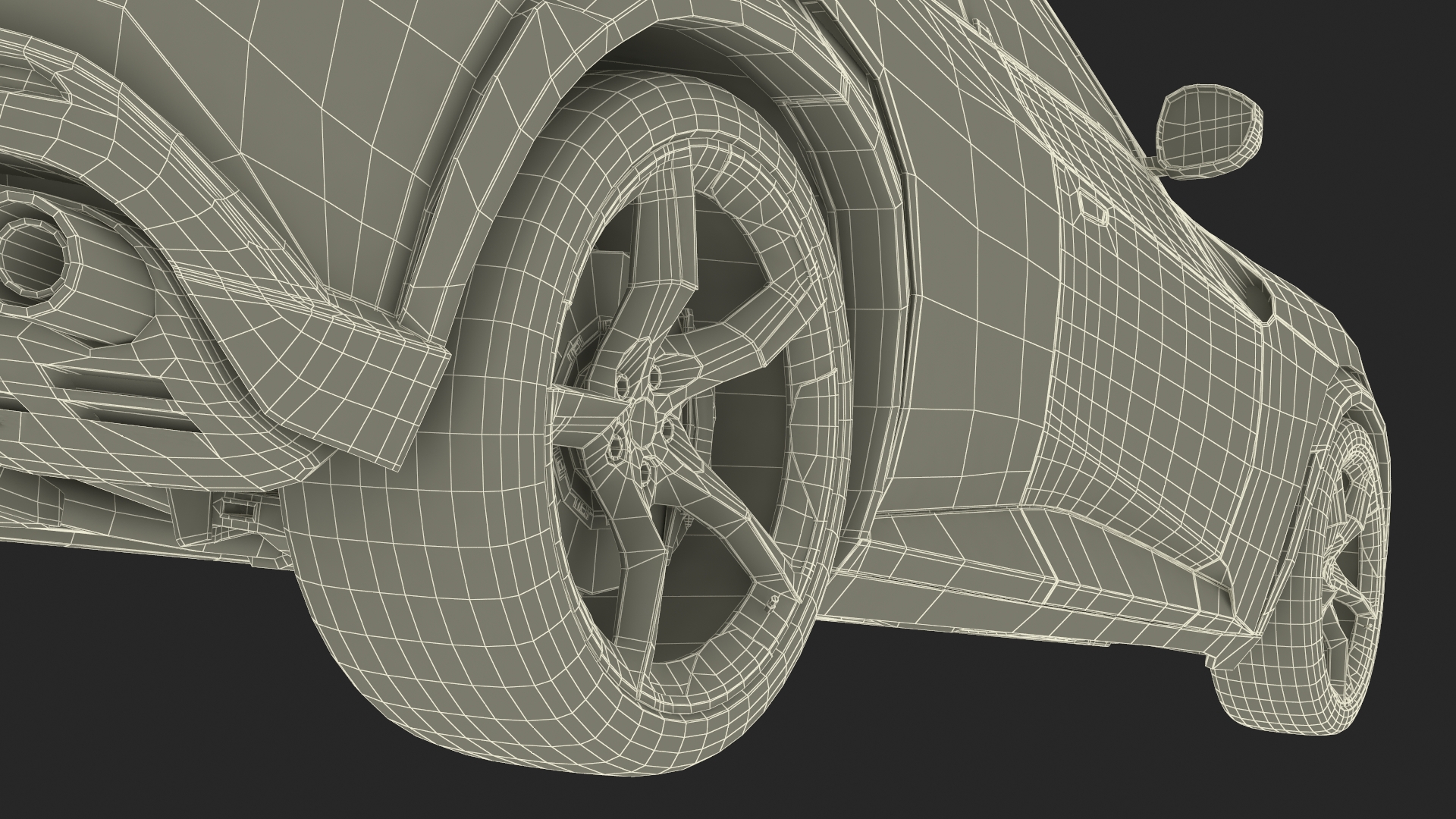 3D Crossover Sports Car Yellow Simplified model
