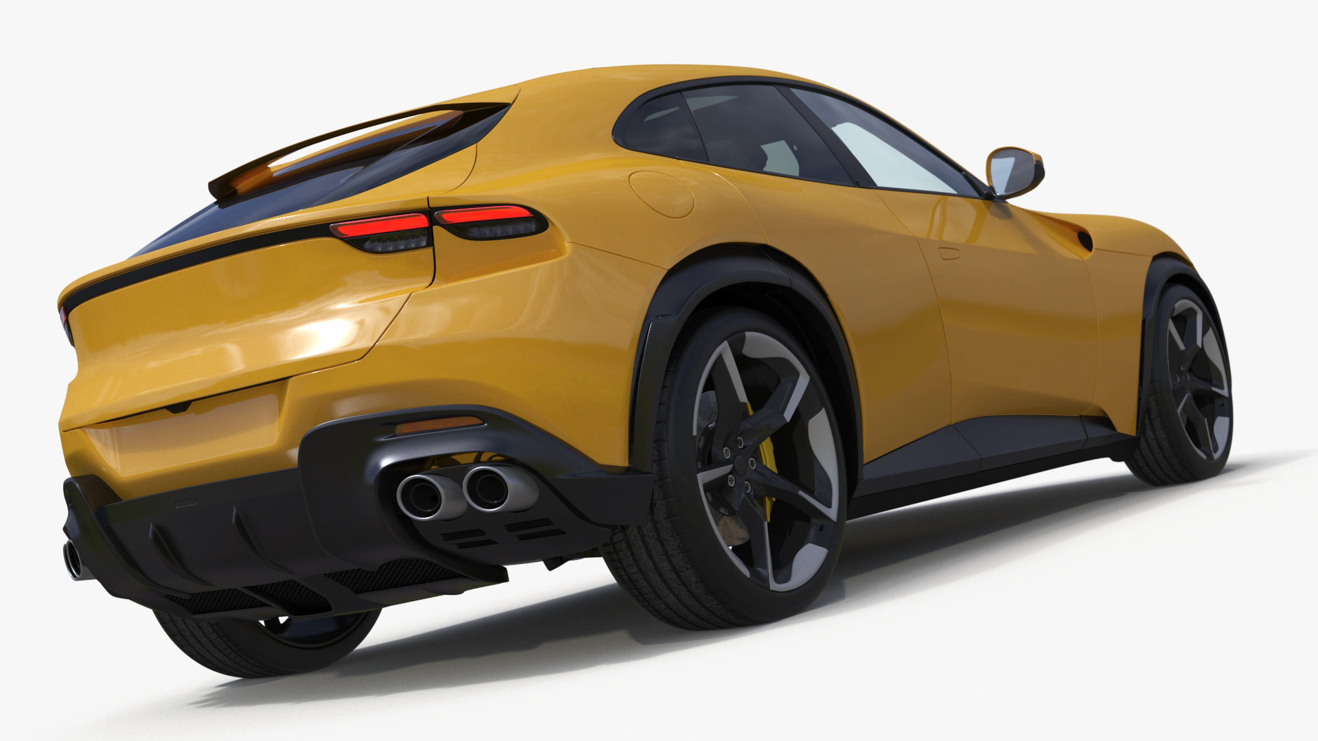 3D Crossover Sports Car Yellow Simplified model