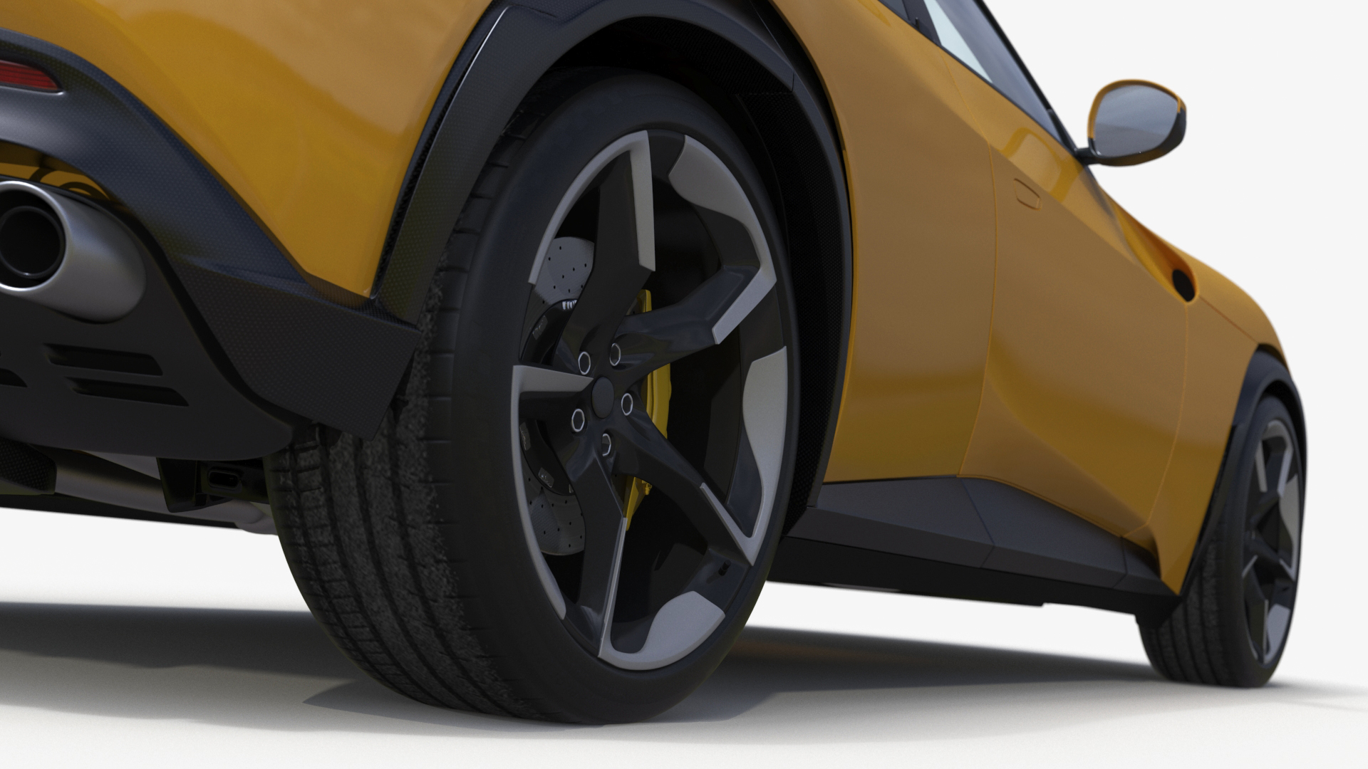 3D Crossover Sports Car Yellow Simplified model