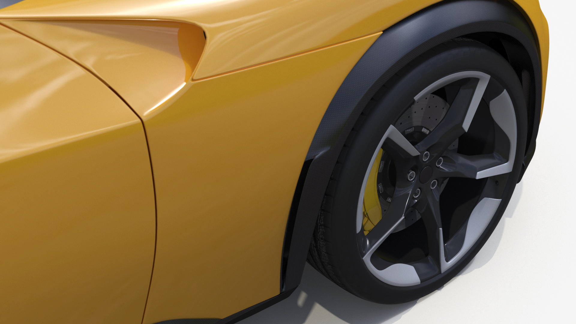 3D Crossover Sports Car Yellow Simplified model