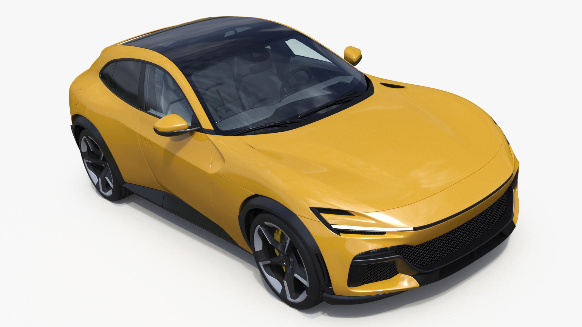 3D Crossover Sports Car Yellow Simplified model