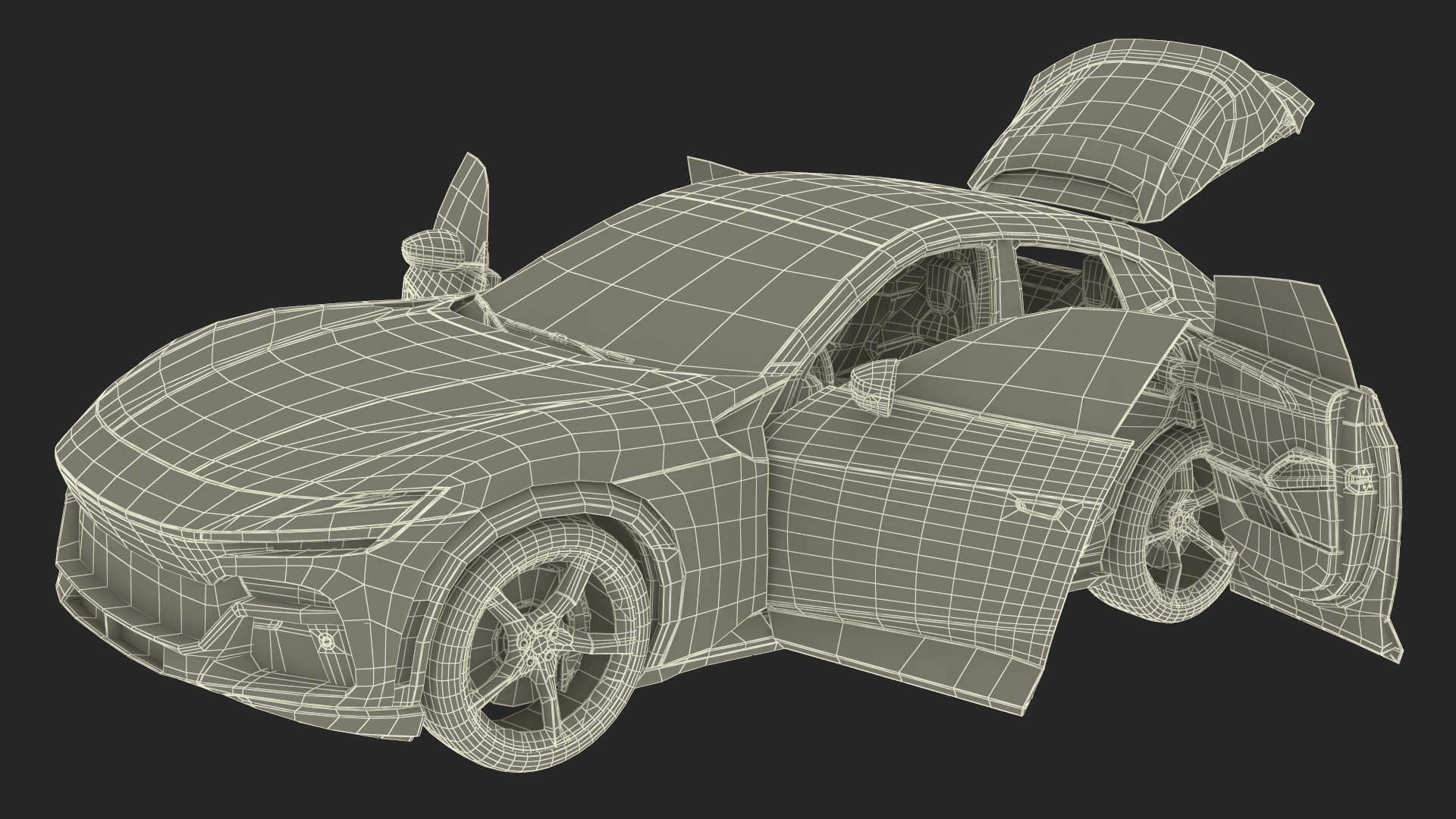 3D Crossover Sports Car Yellow Simplified model