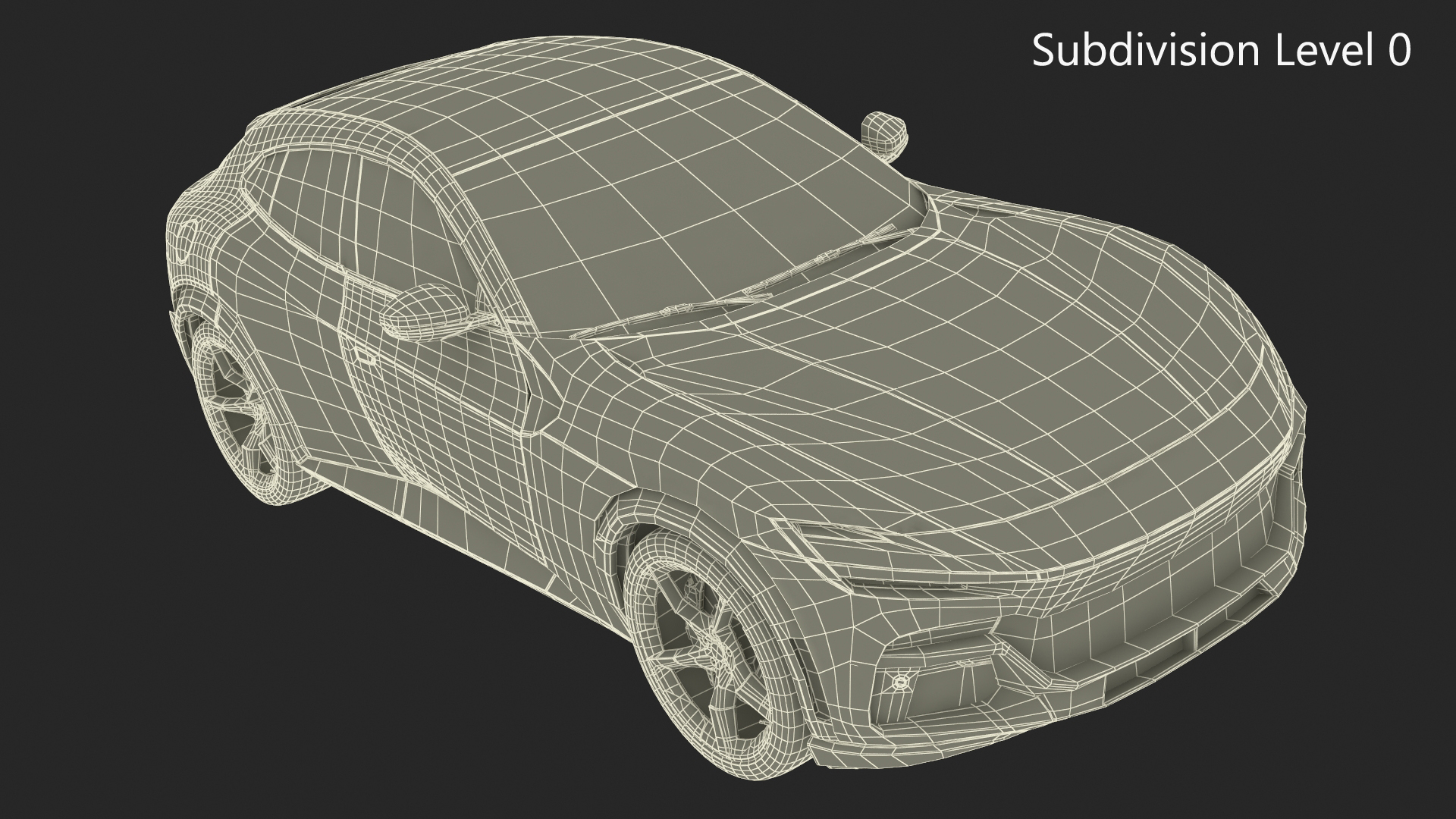3D Crossover Sports Car Yellow Simplified model