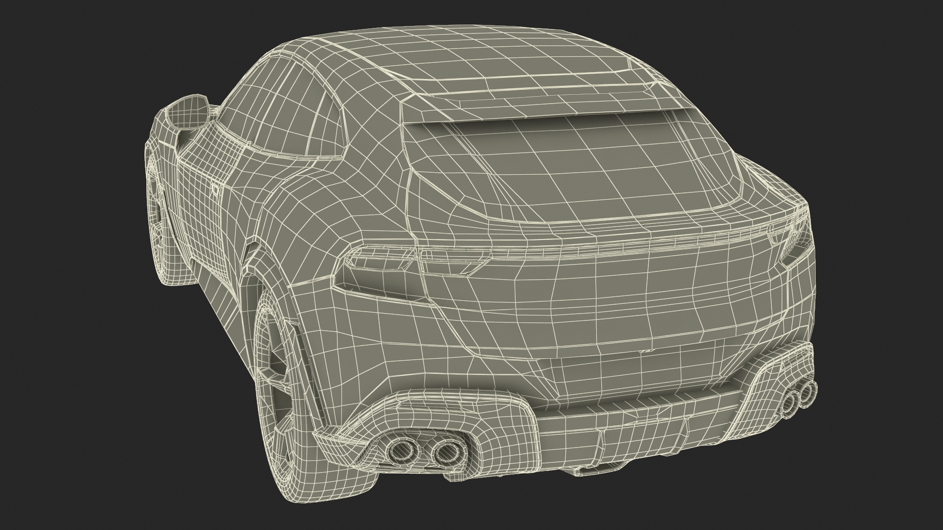 3D Crossover Sports Car Yellow Simplified model