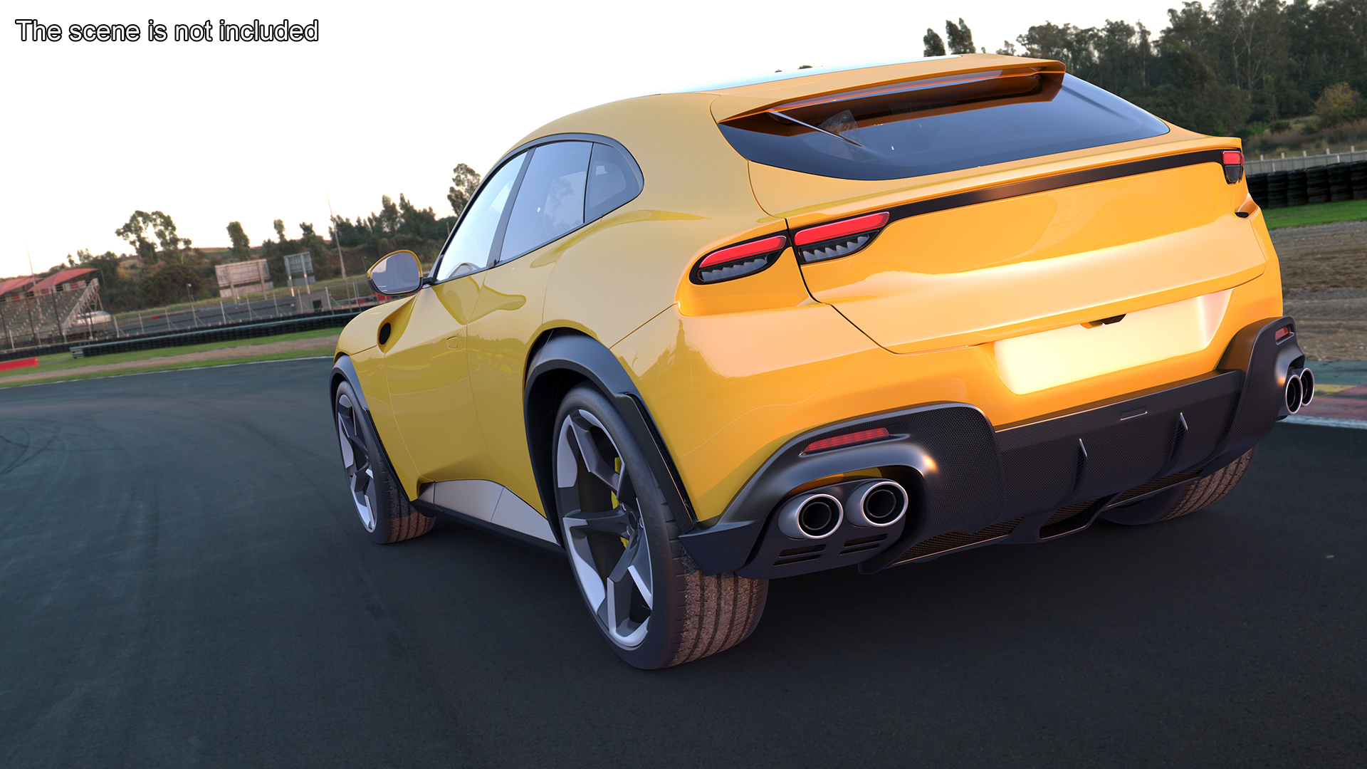 3D Crossover Sports Car Yellow Simplified model