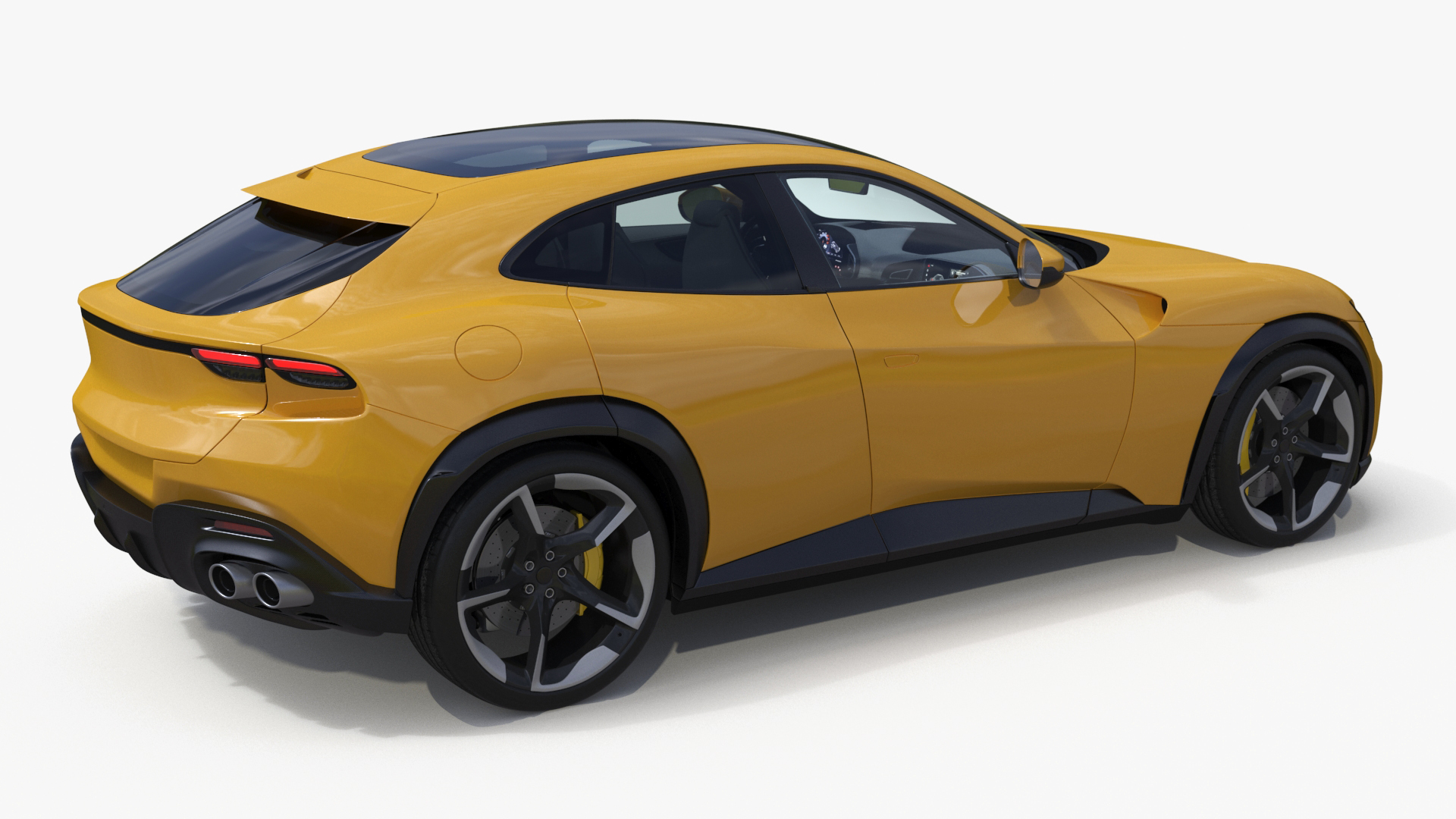 3D Crossover Sports Car Yellow Simplified model