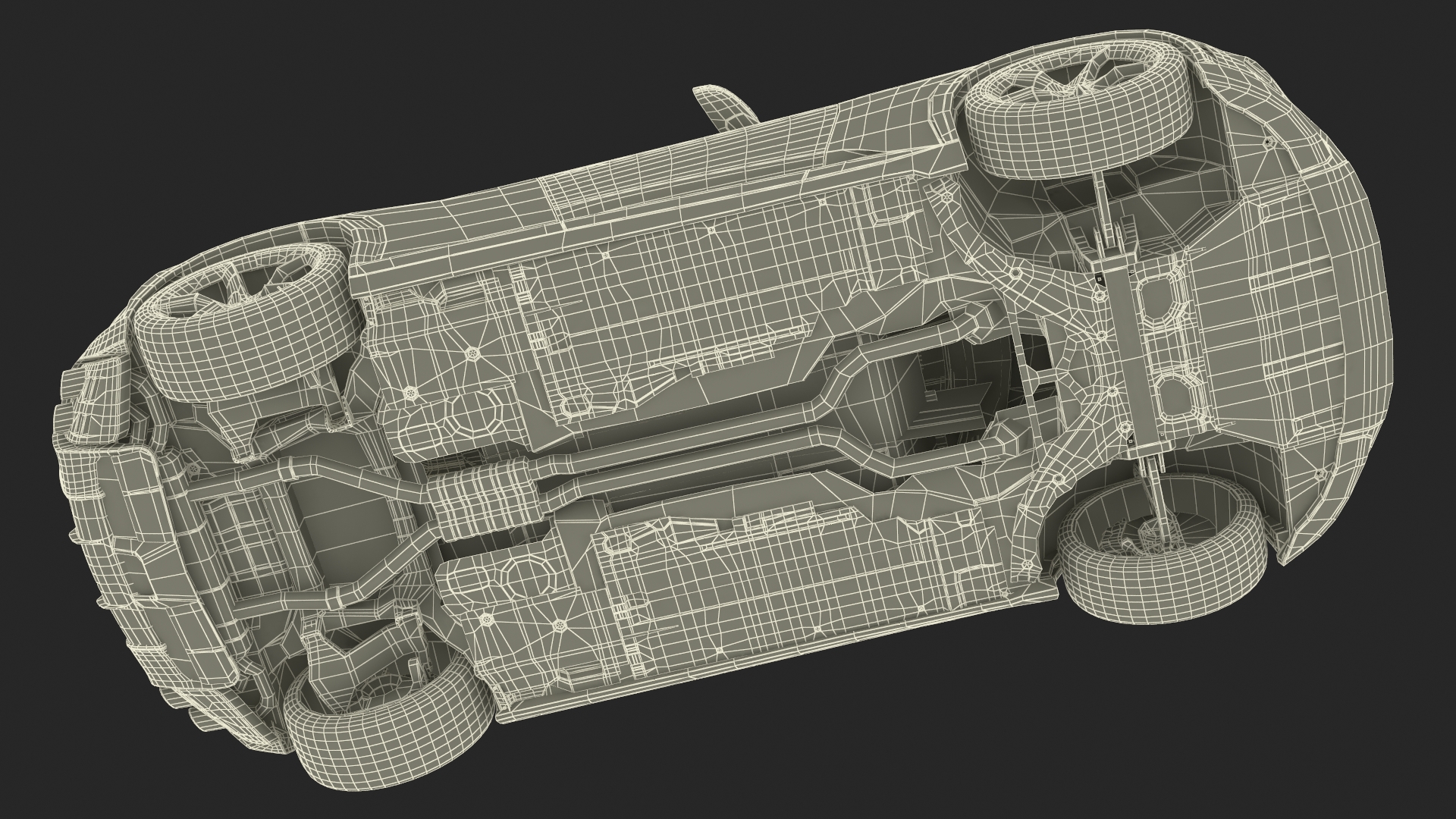 3D Crossover Sports Car Yellow Simplified model
