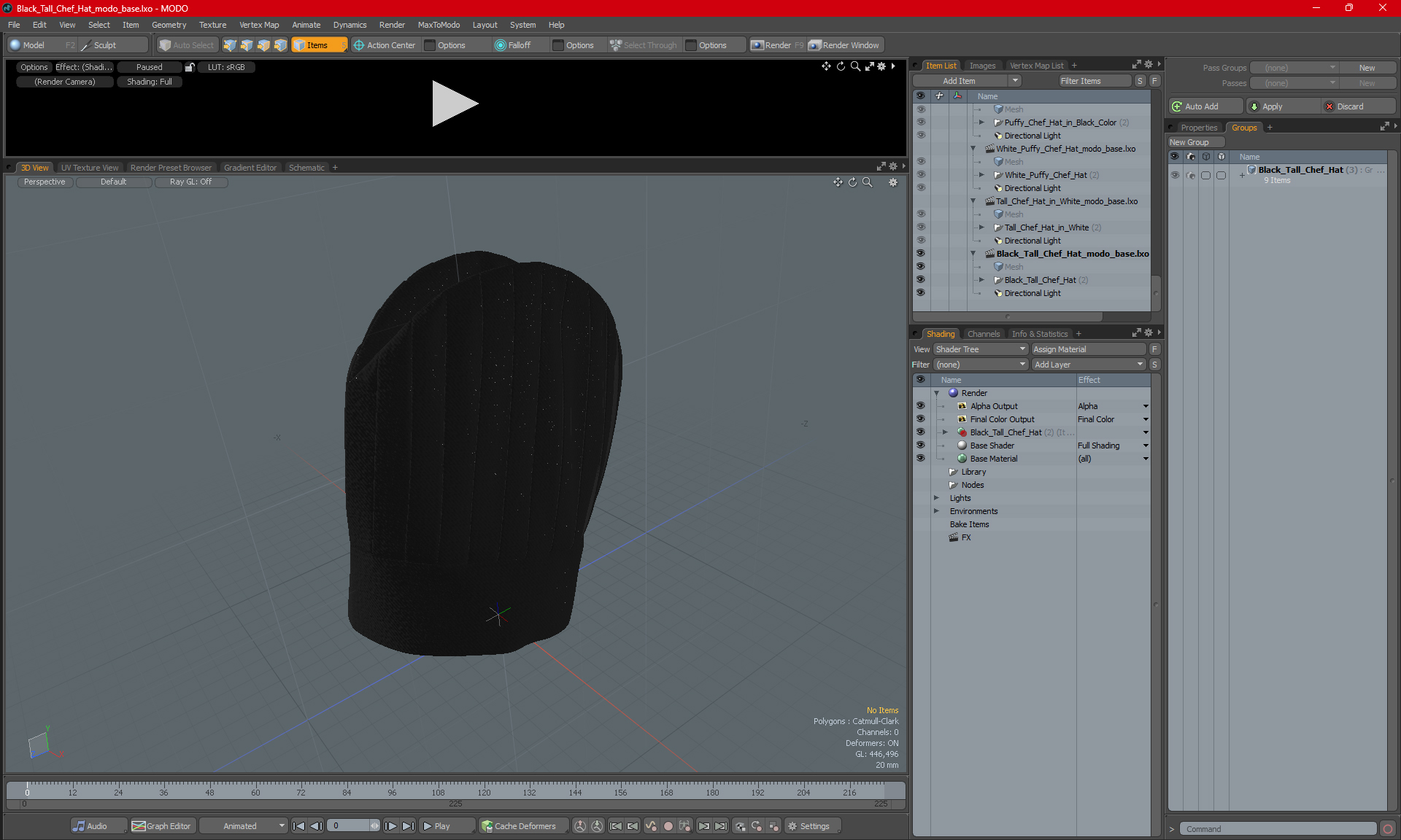 Black Tall Chef Hat 3D model