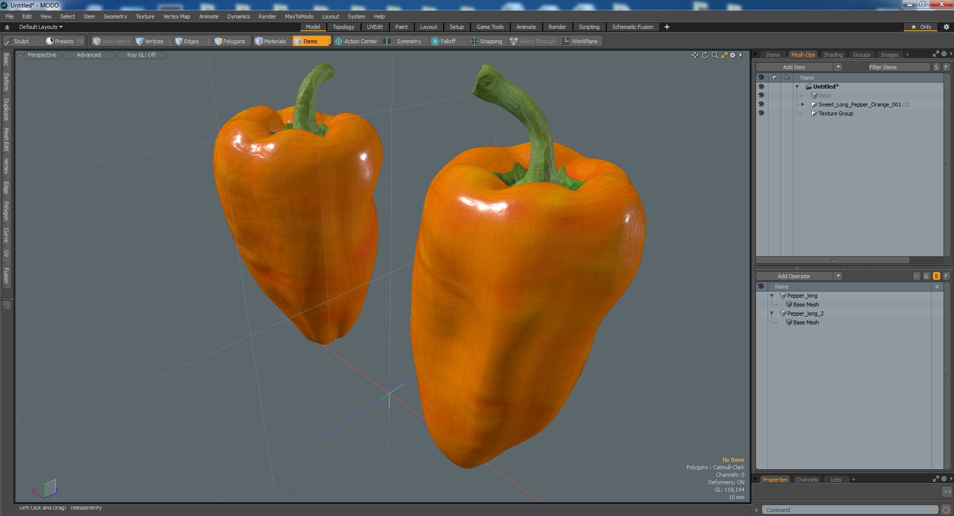 Sweet Long Pepper Orange 3D model