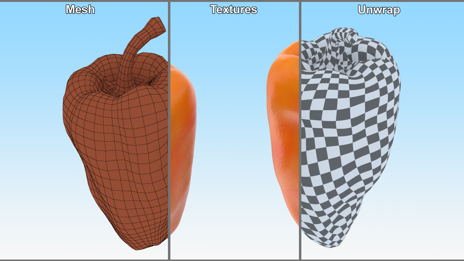 Sweet Long Pepper Orange 3D model