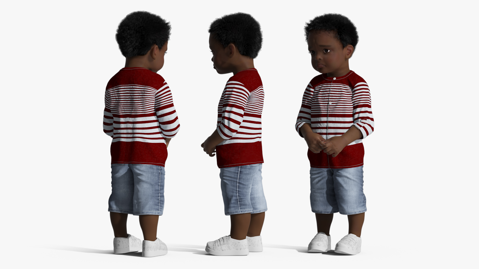 Toddler Black Boy Everyday in Casual Outfit Standing 3D