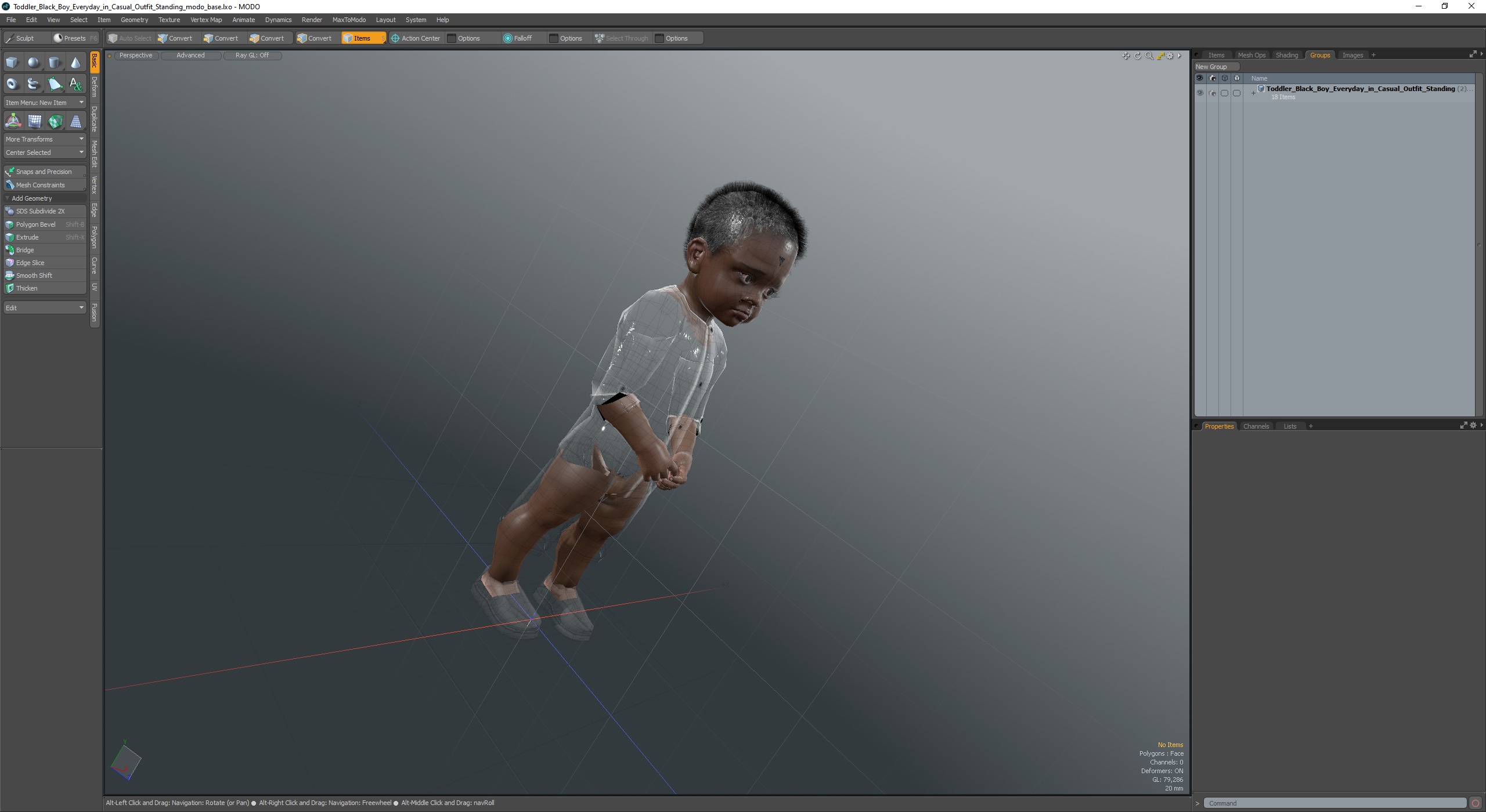 Toddler Black Boy Everyday in Casual Outfit Standing 3D