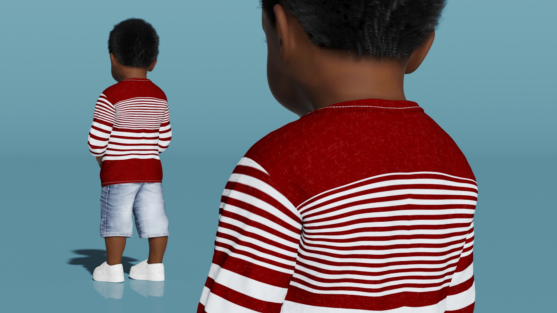 Toddler Black Boy Everyday in Casual Outfit Standing 3D