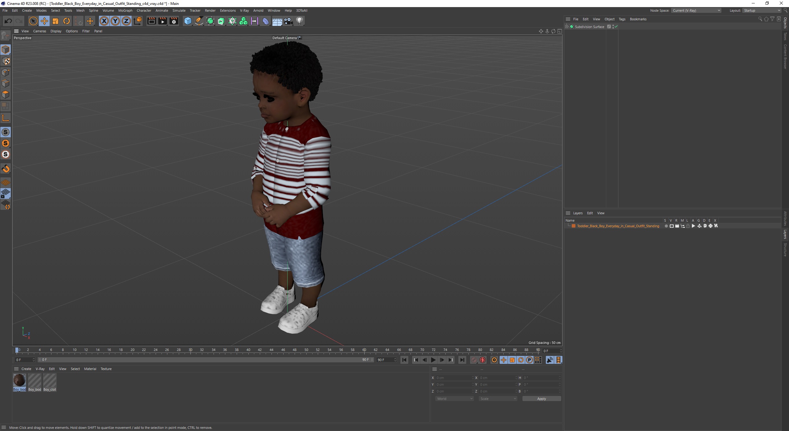Toddler Black Boy Everyday in Casual Outfit Standing 3D