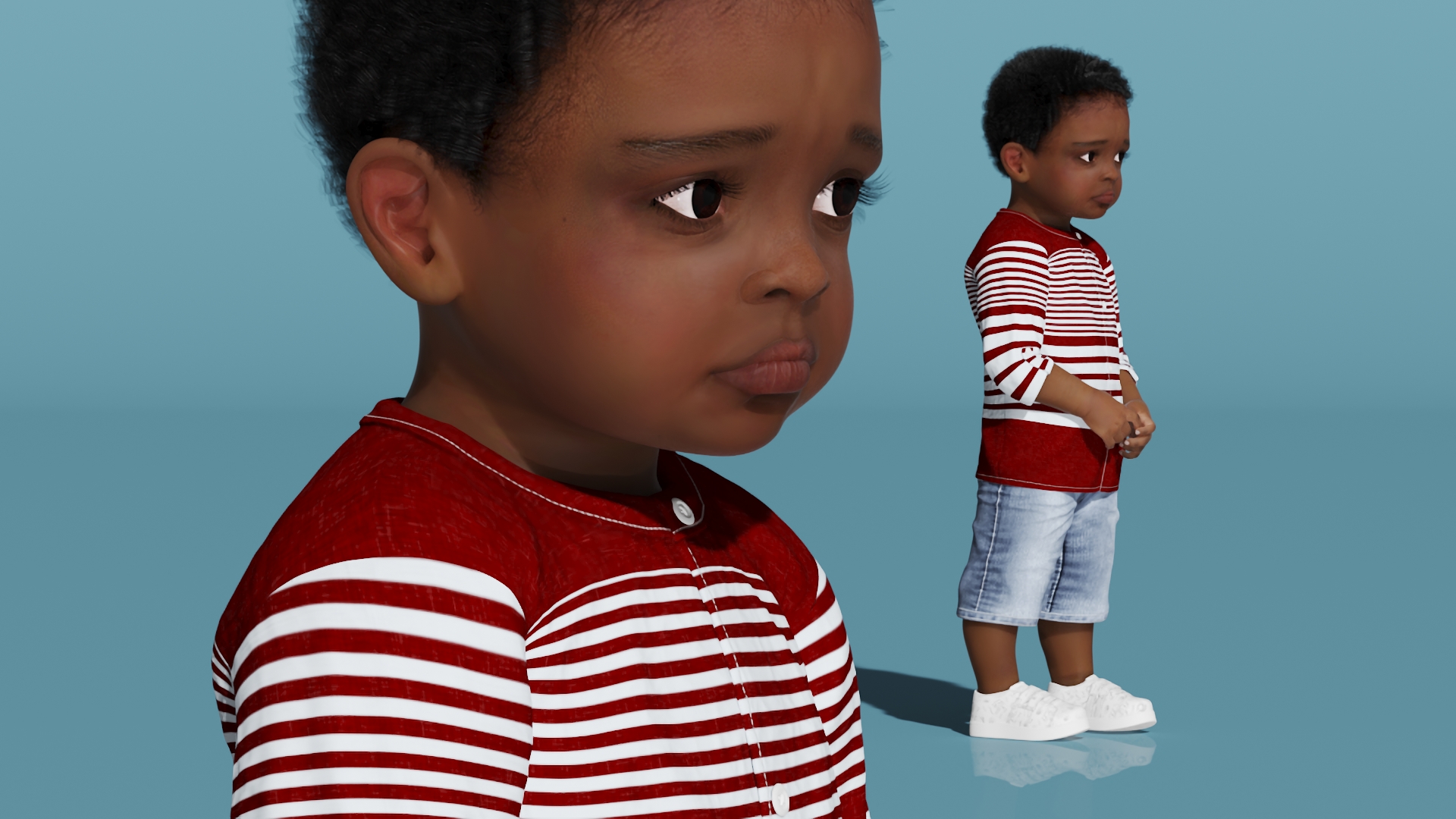 Toddler Black Boy Everyday in Casual Outfit Standing 3D