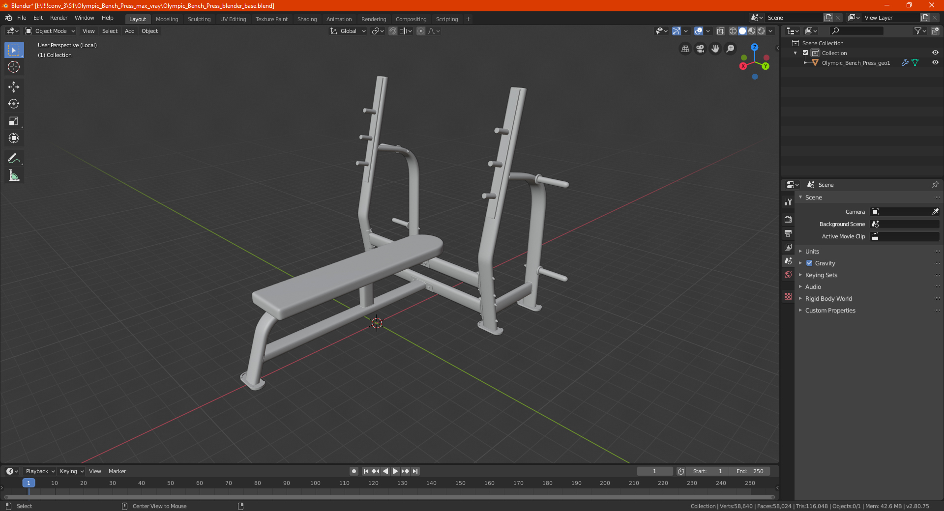 Olympic Bench Press 3D model