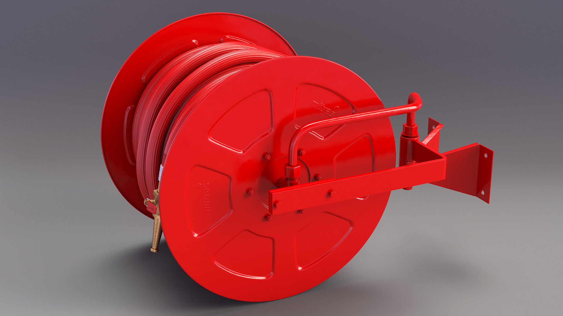 Fire Reel Drum with Hose 3D model