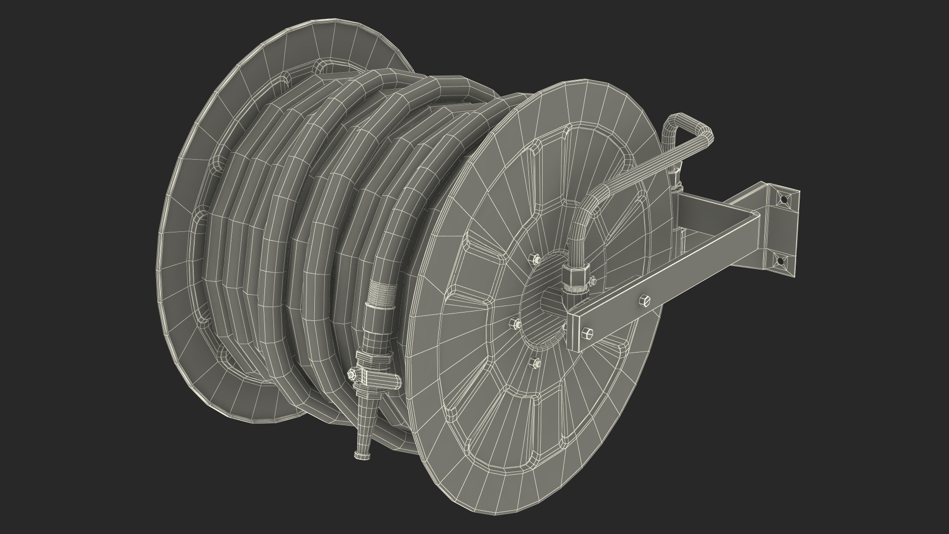 Fire Reel Drum with Hose 3D model
