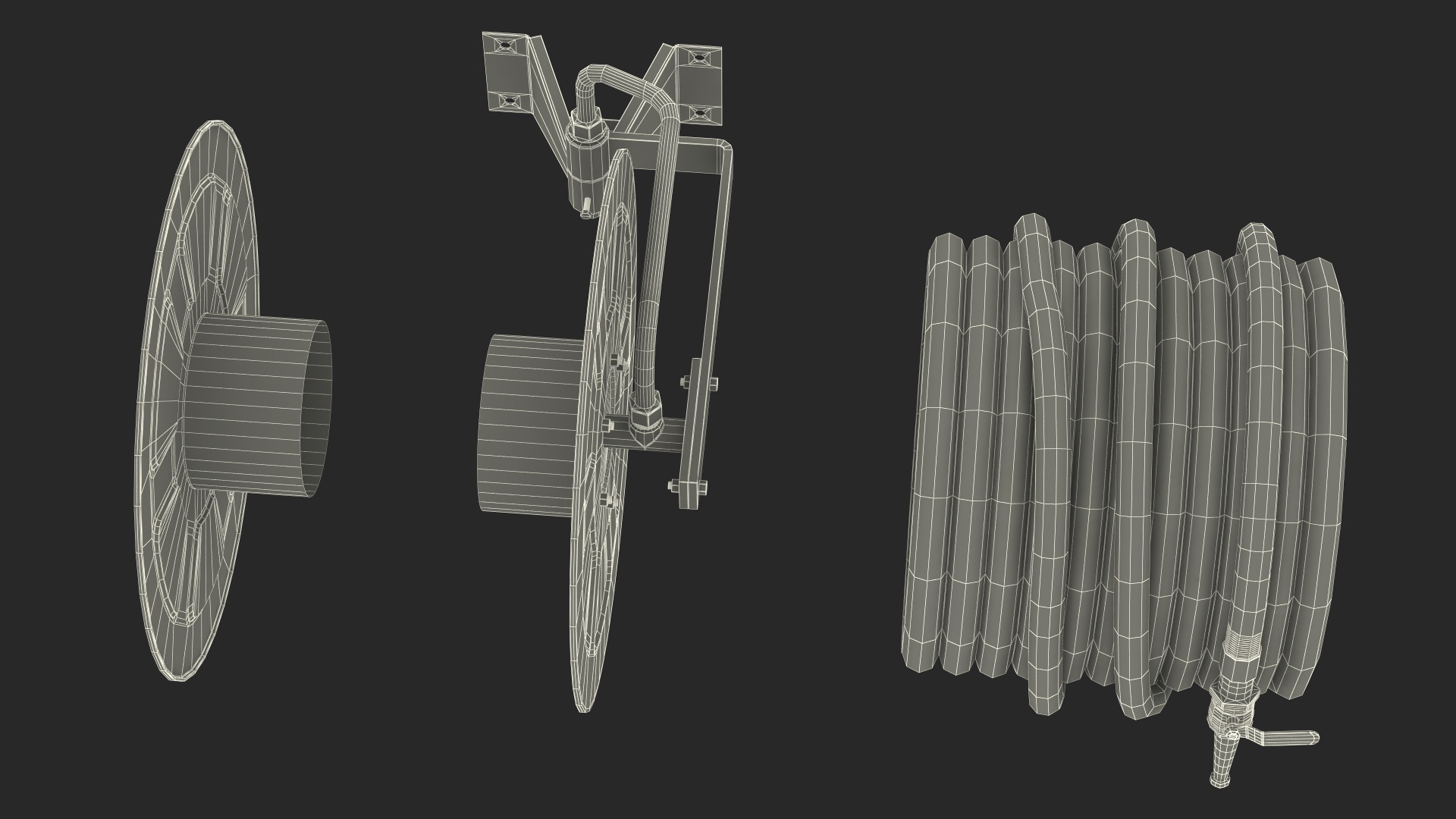 Fire Reel Drum with Hose 3D model