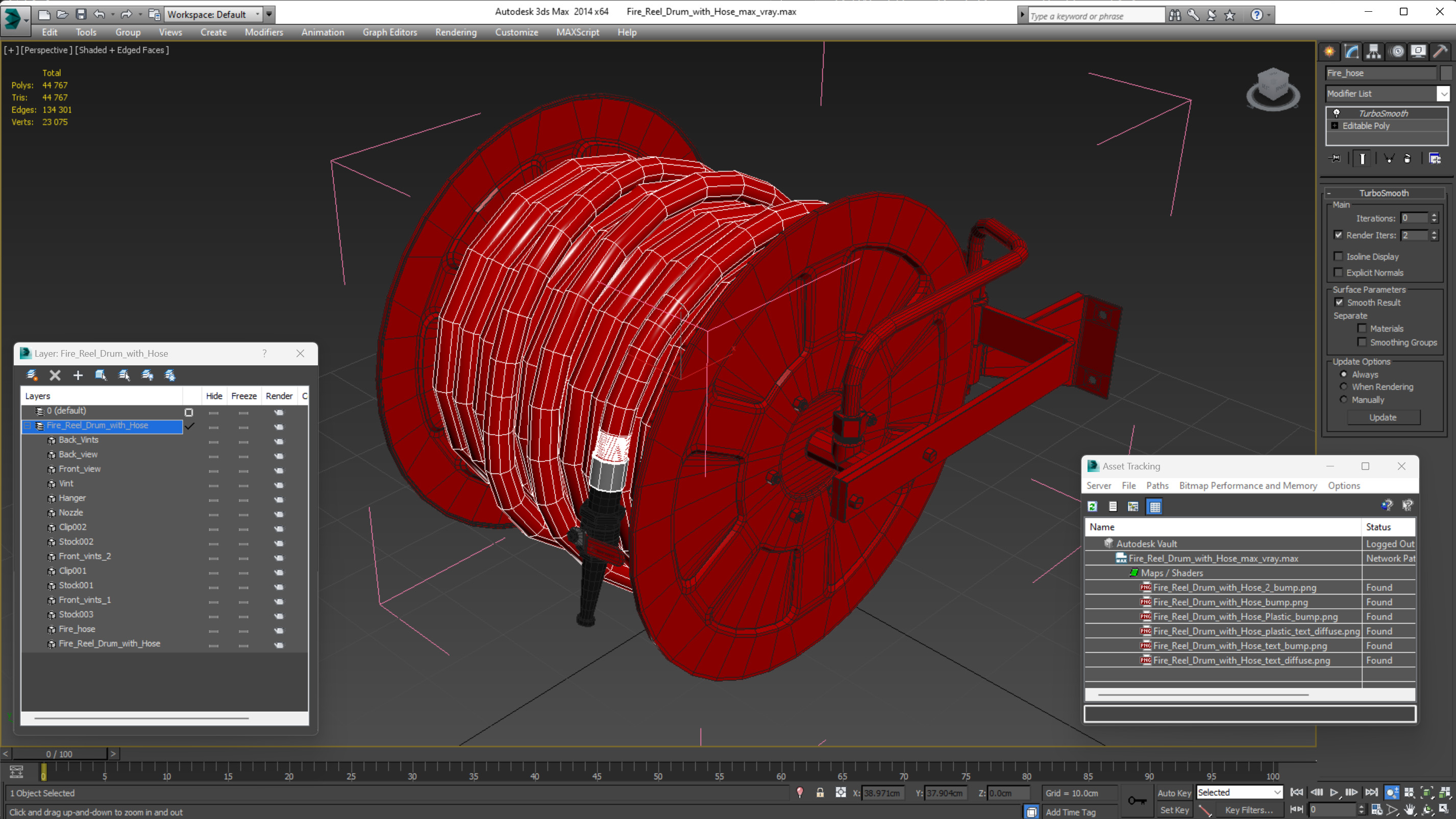 Fire Reel Drum with Hose 3D model