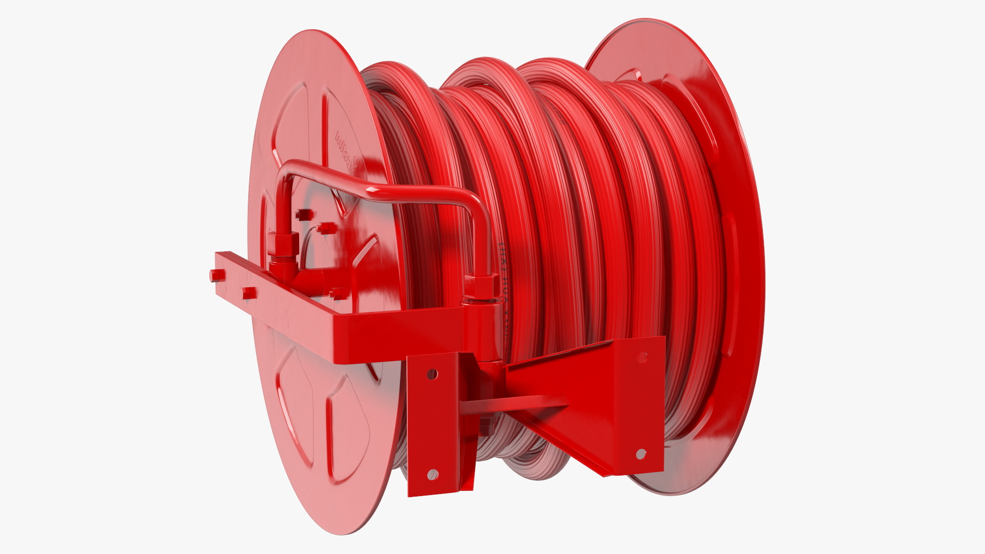 Fire Reel Drum with Hose 3D model