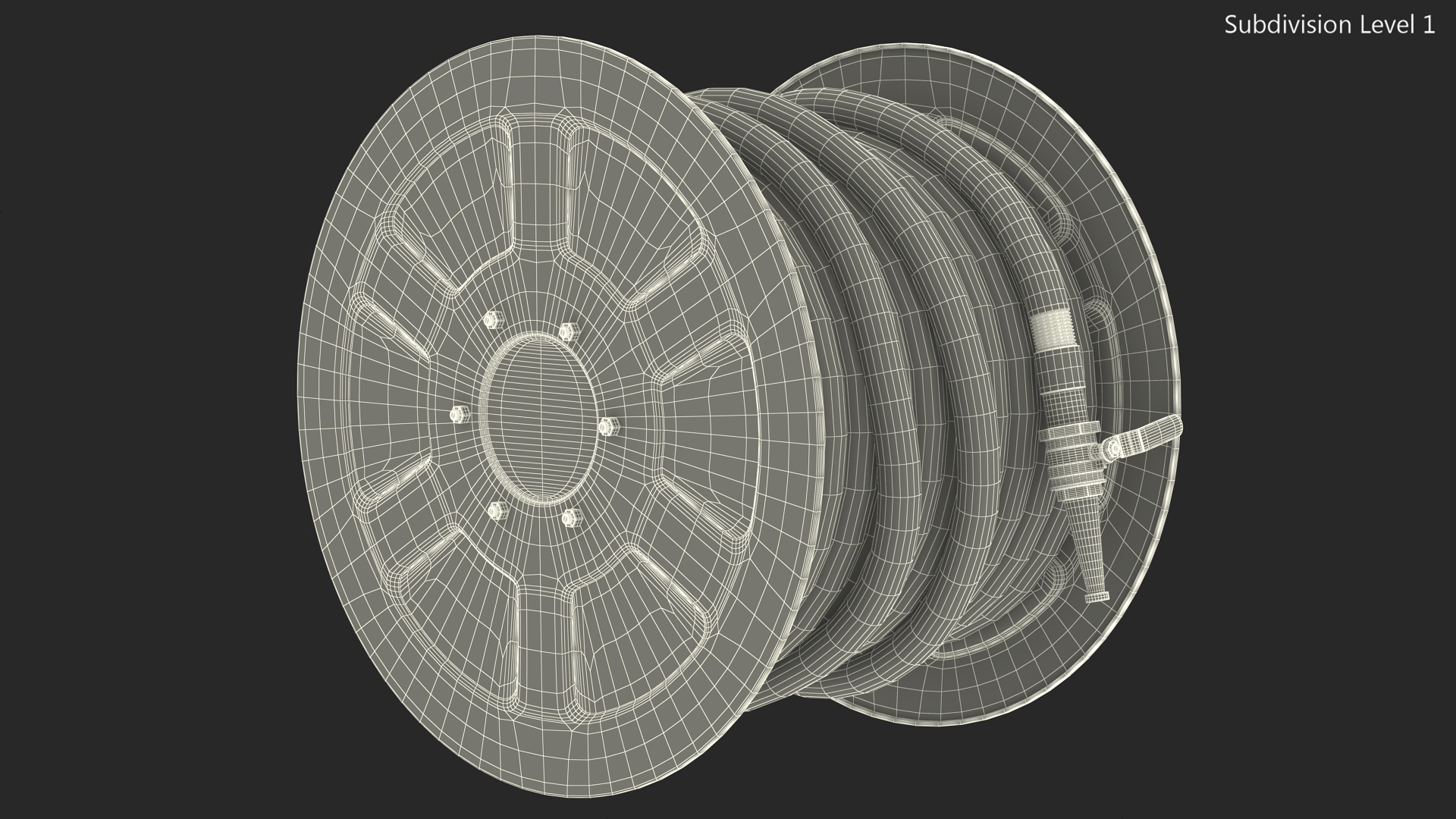 Fire Reel Drum with Hose 3D model
