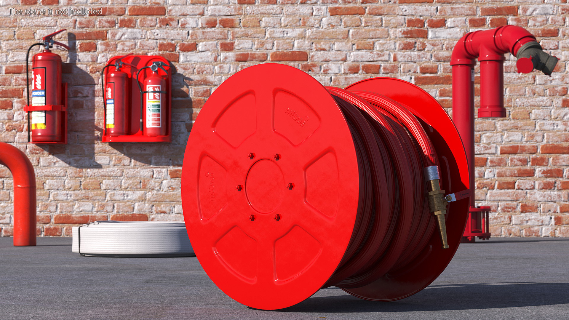 Fire Reel Drum with Hose 3D model