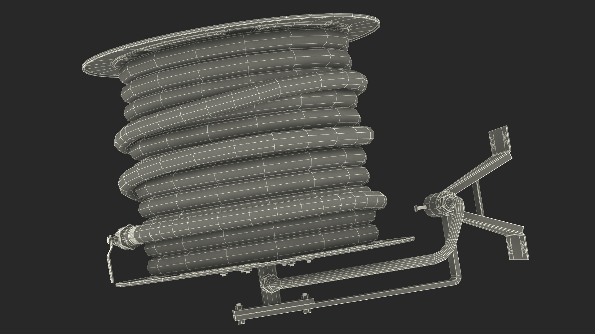 Fire Reel Drum with Hose 3D model