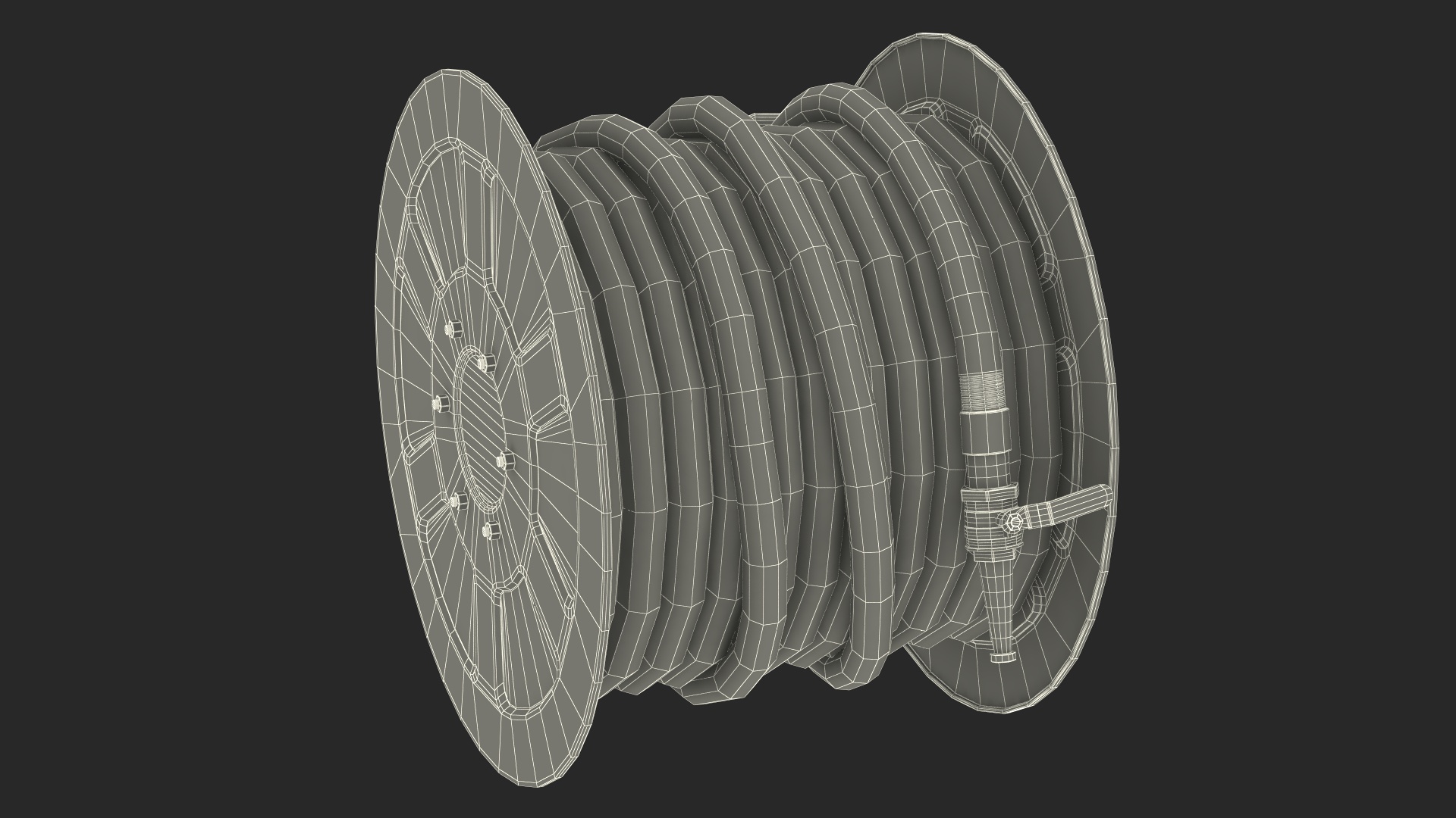 Fire Reel Drum with Hose 3D model
