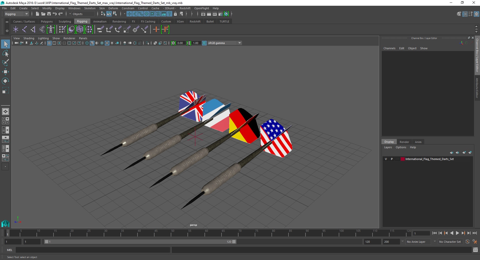 3D model International Flag Themed Darts Set