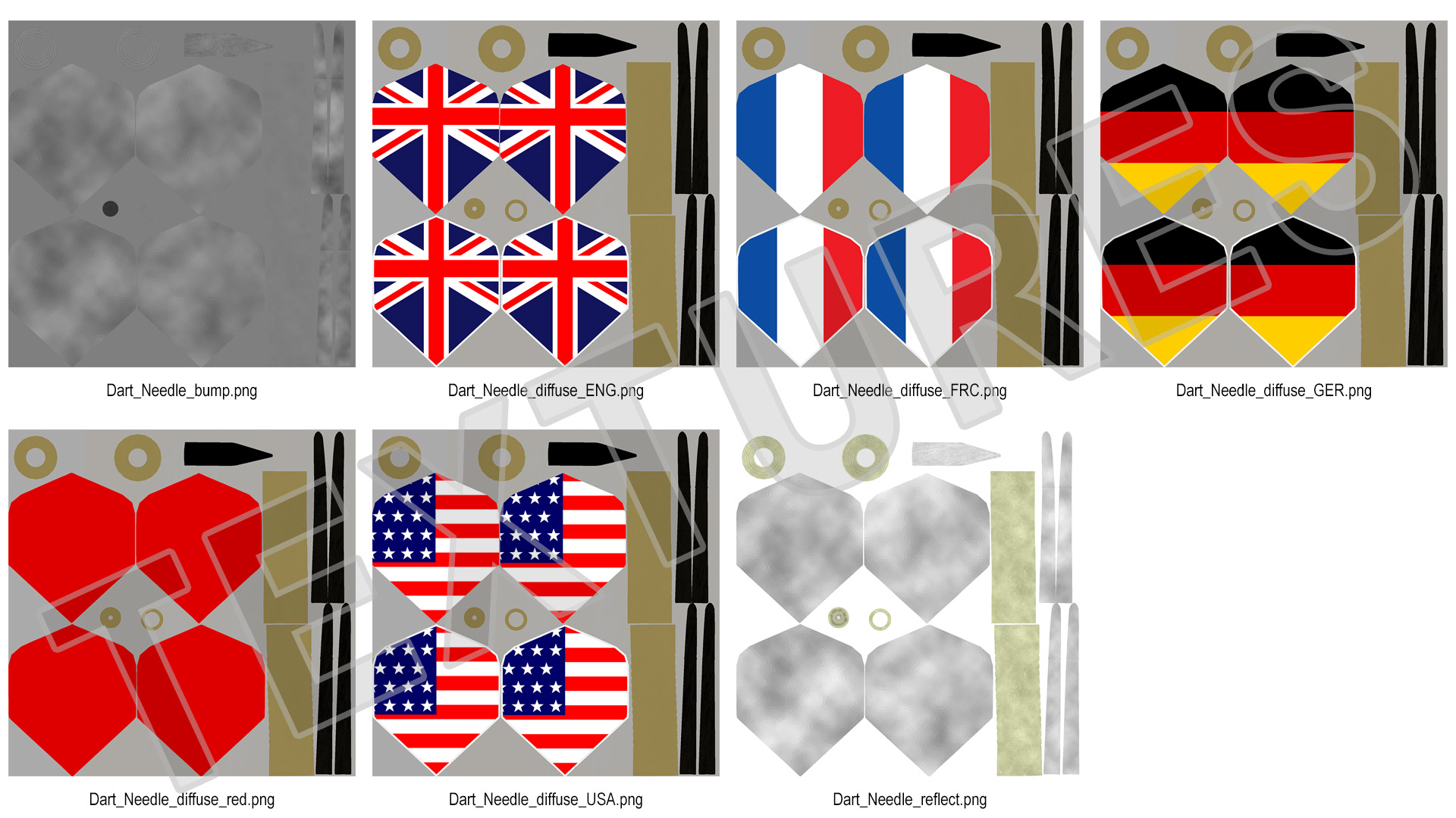 3D model International Flag Themed Darts Set