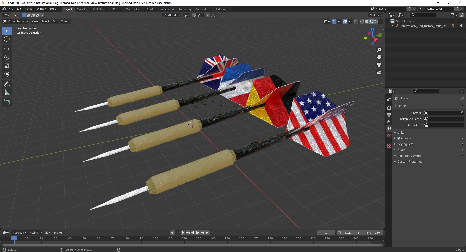 3D model International Flag Themed Darts Set