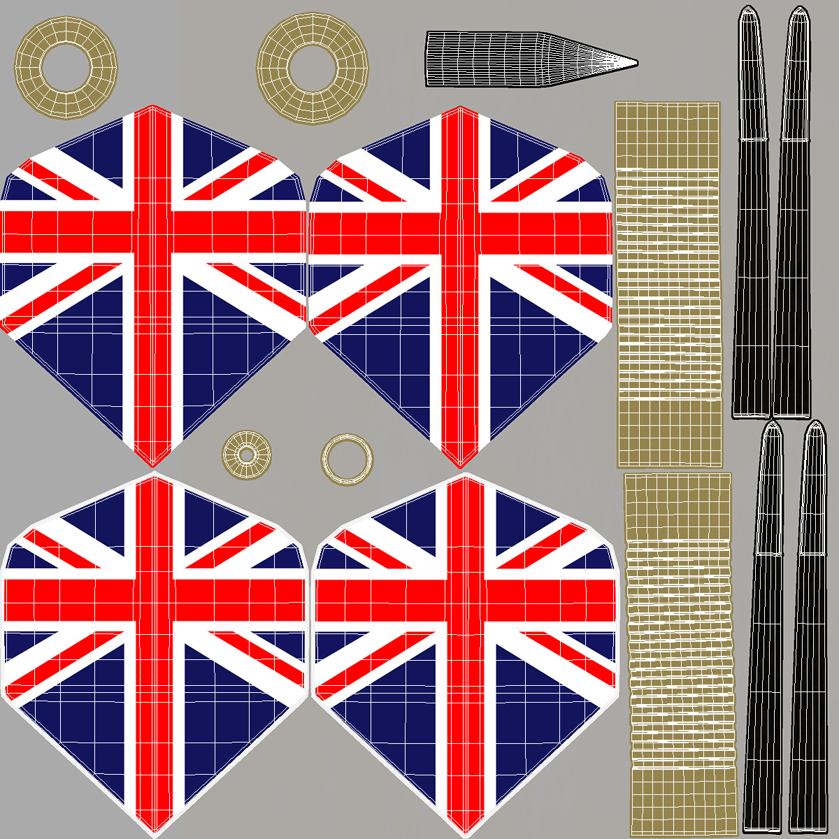 3D model International Flag Themed Darts Set