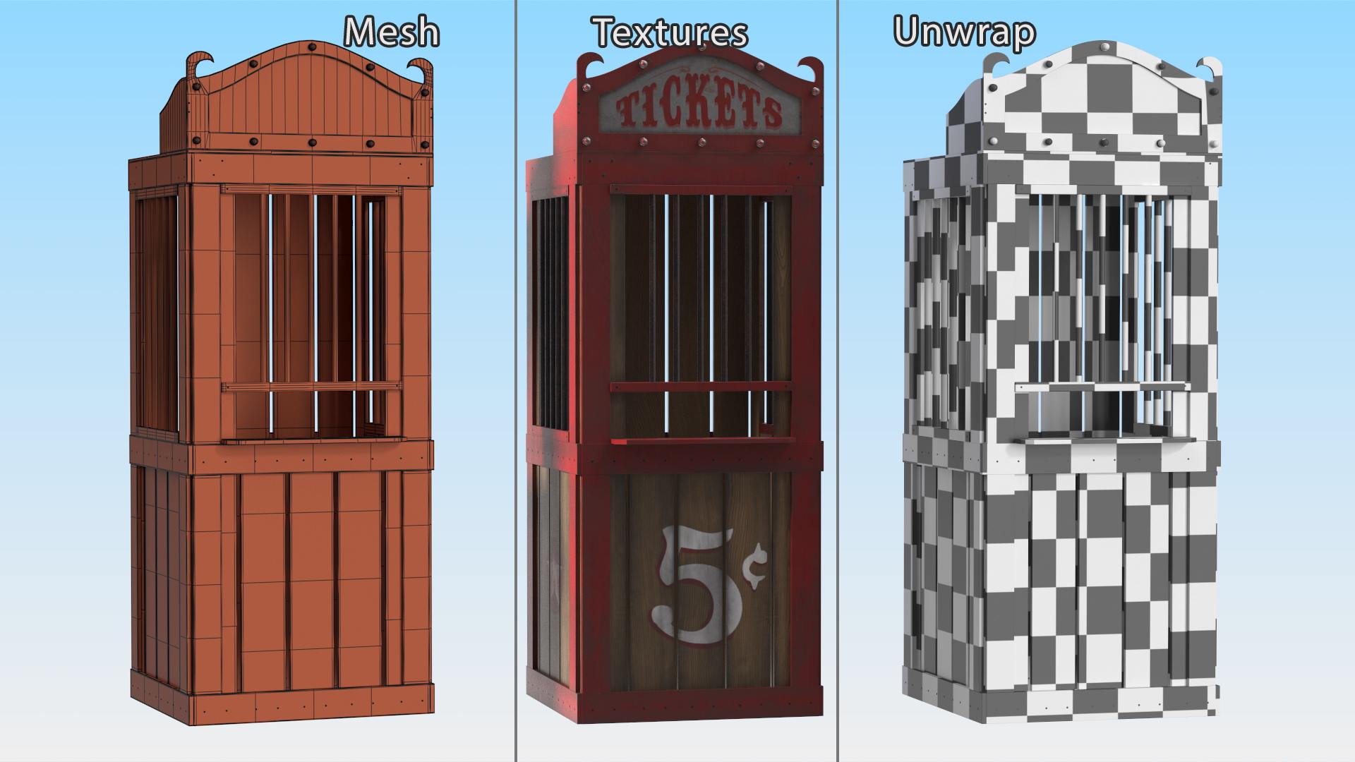 Vintage Carnival Ticket Booth 3D model