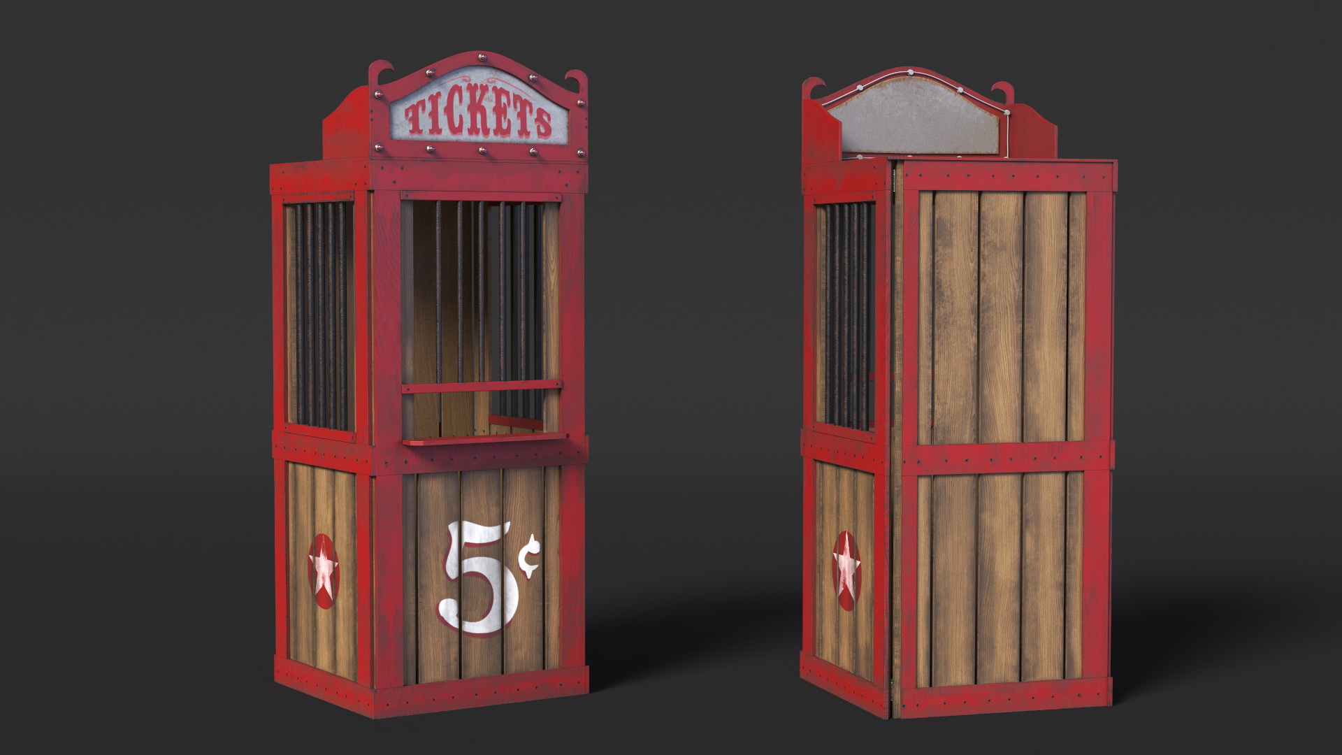 Vintage Carnival Ticket Booth 3D model