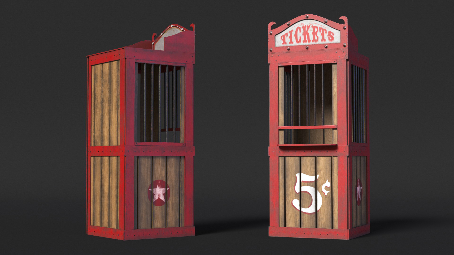 Vintage Carnival Ticket Booth 3D model