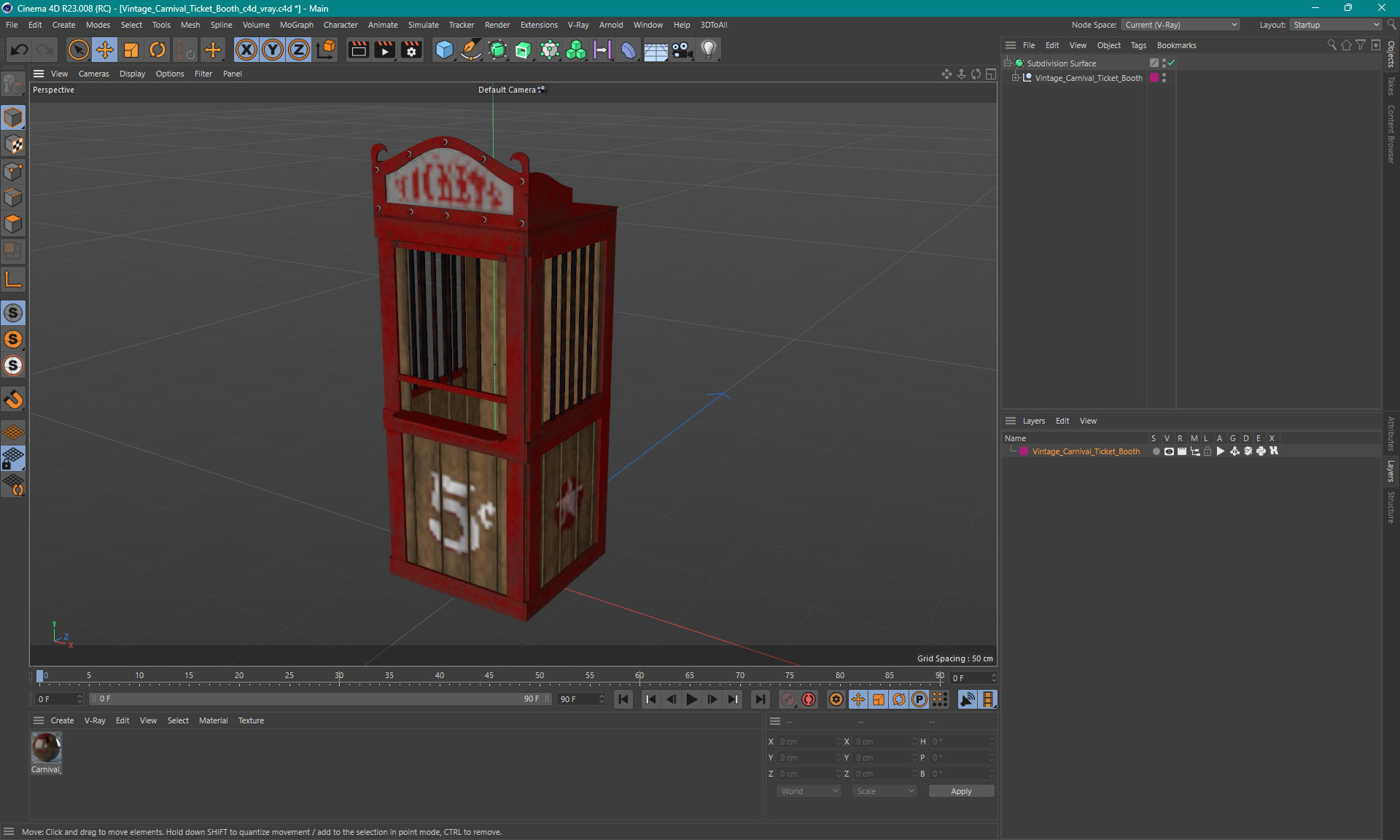 Vintage Carnival Ticket Booth 3D model