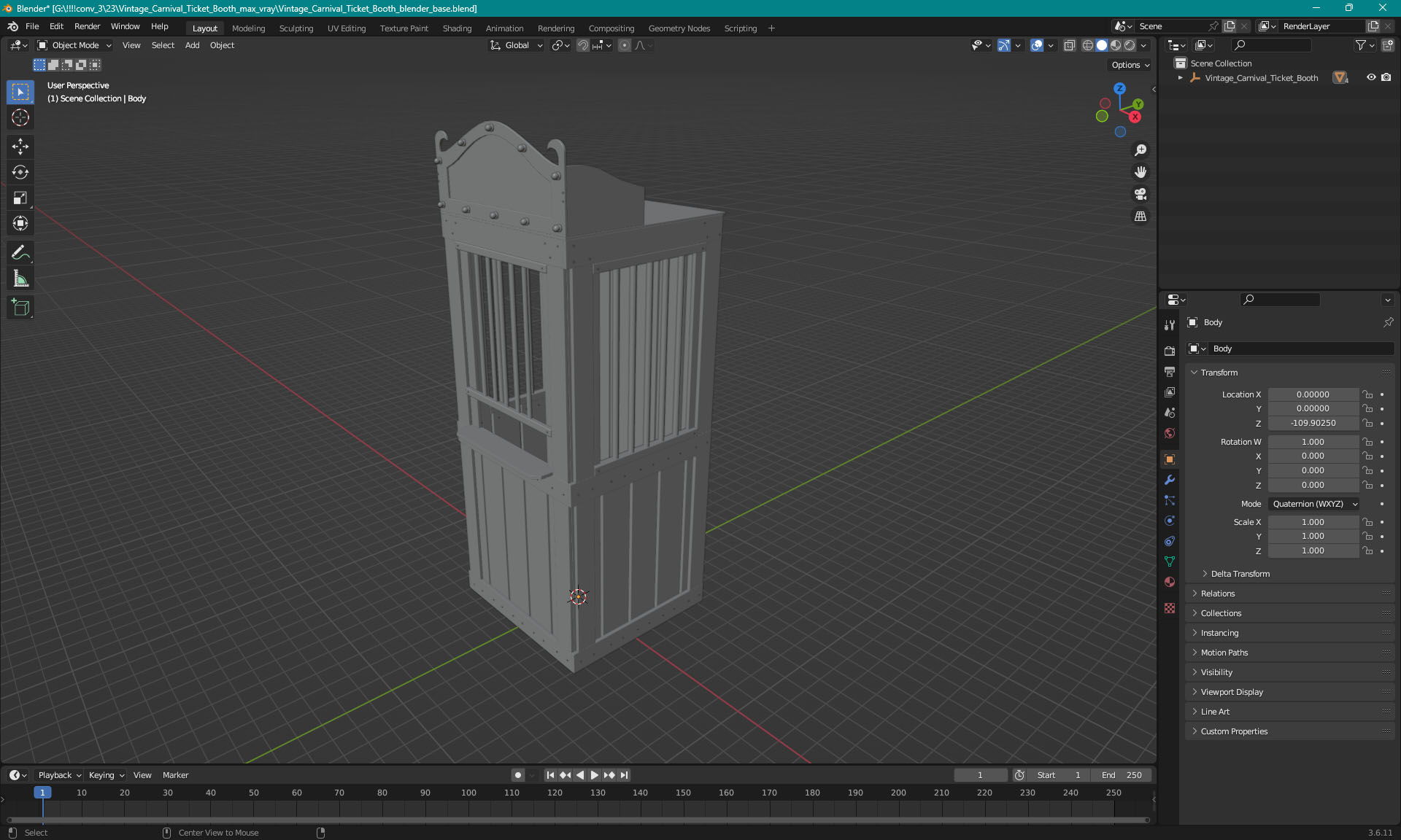 Vintage Carnival Ticket Booth 3D model
