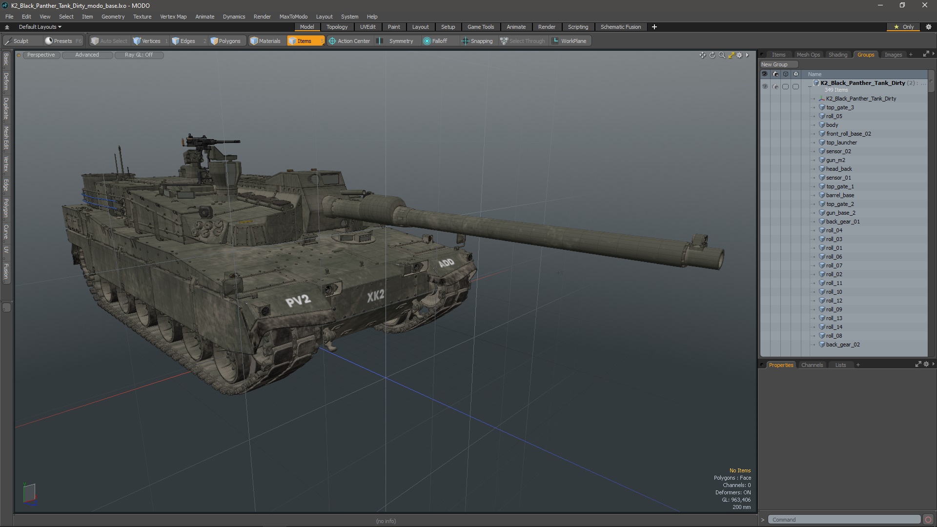 K2 Black Panther Tank Dirty 3D
