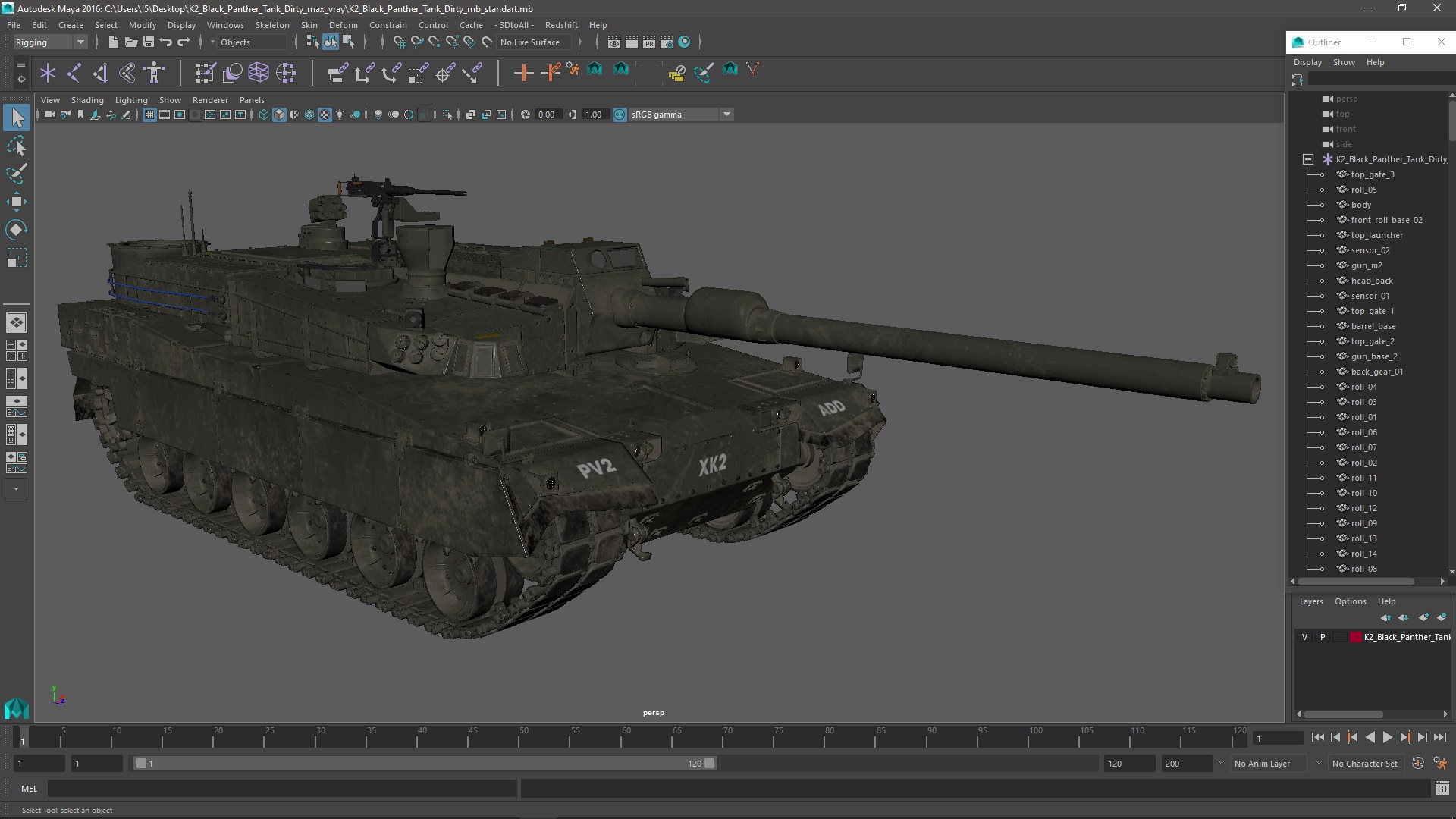K2 Black Panther Tank Dirty 3D