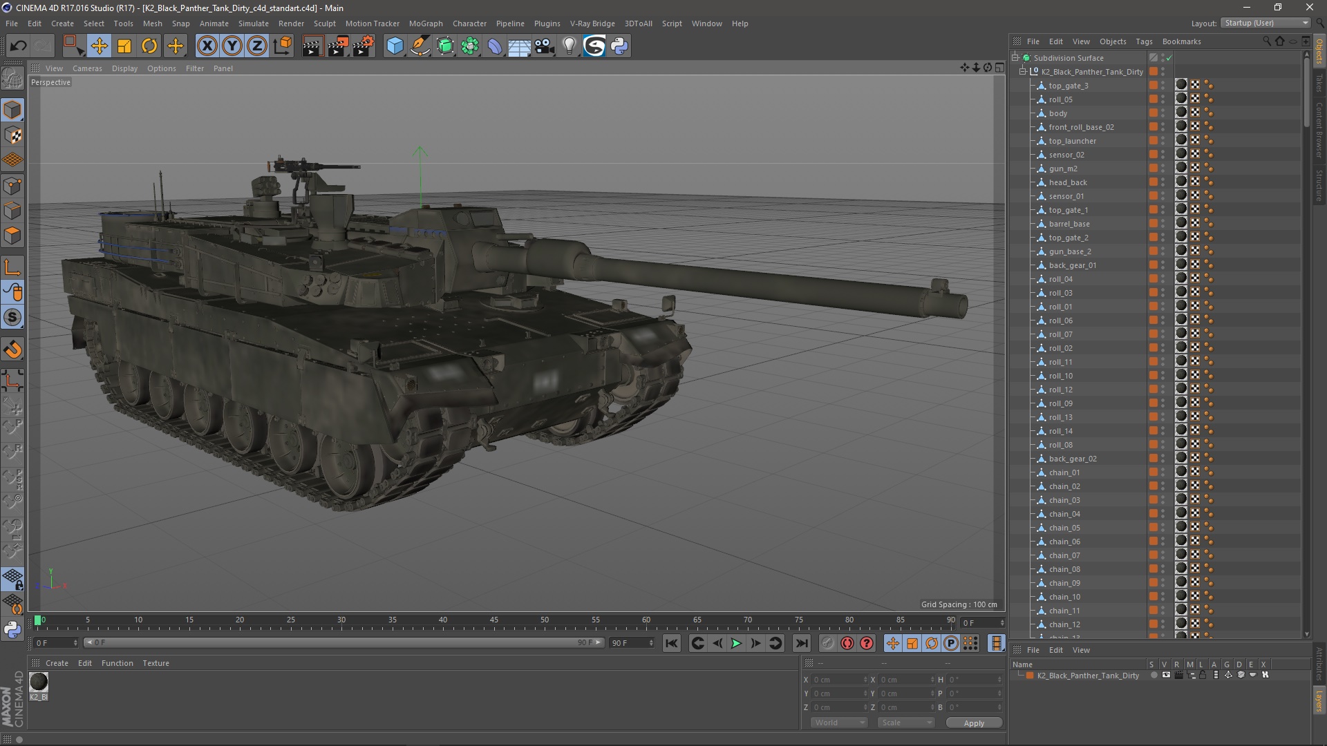 K2 Black Panther Tank Dirty 3D