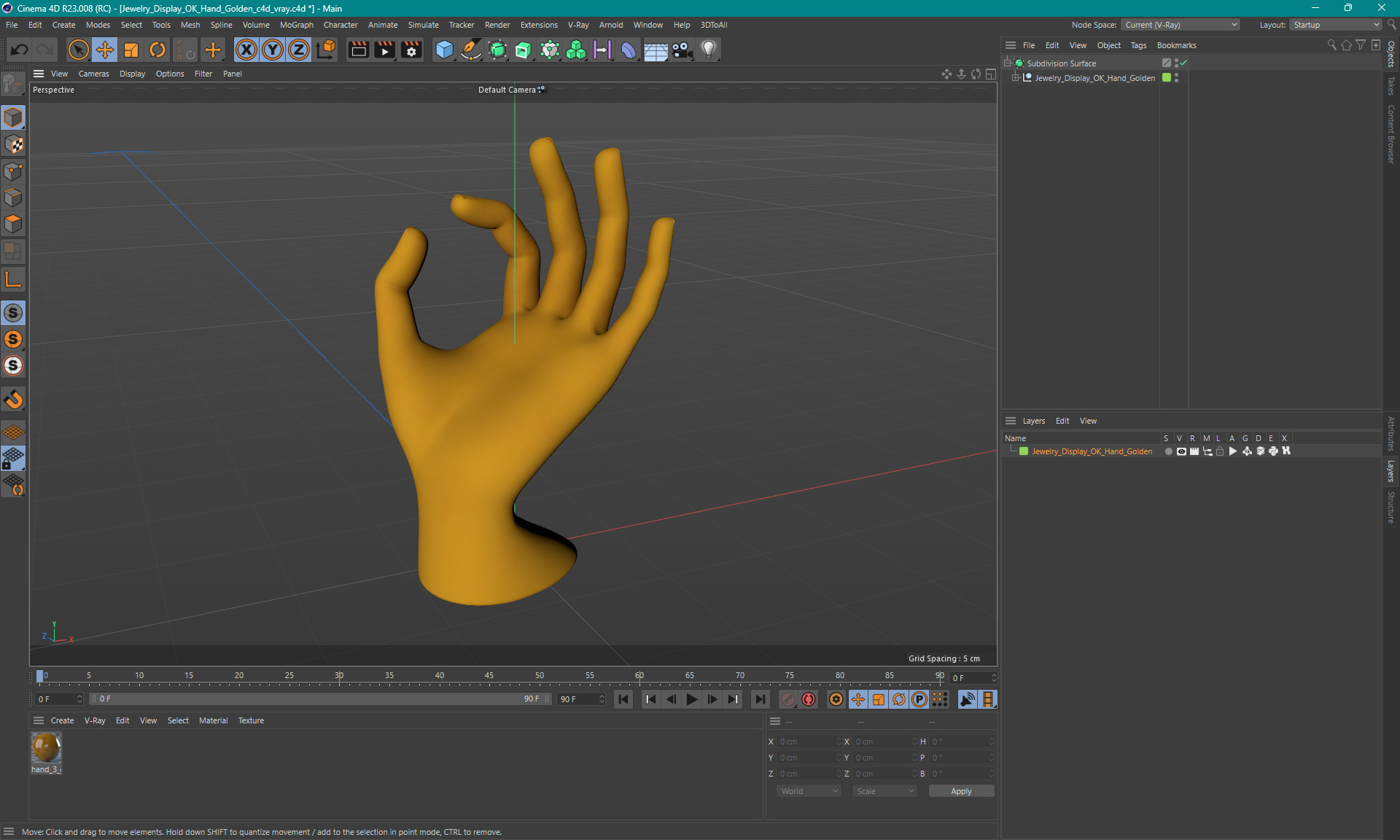3D model Jewelry Display OK Hand Golden