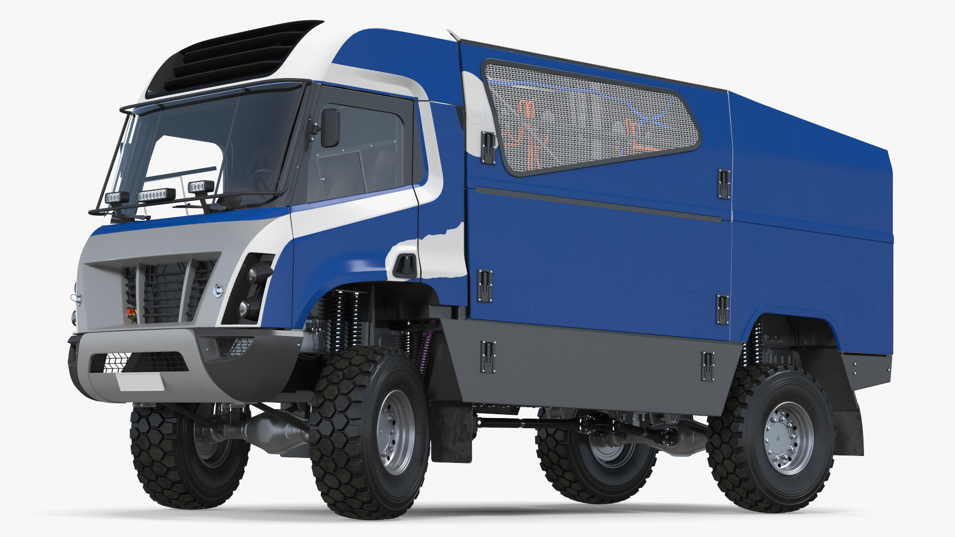 3D Hydrogen Racing Truck Simple Interior Rigged for Cinema 4D model