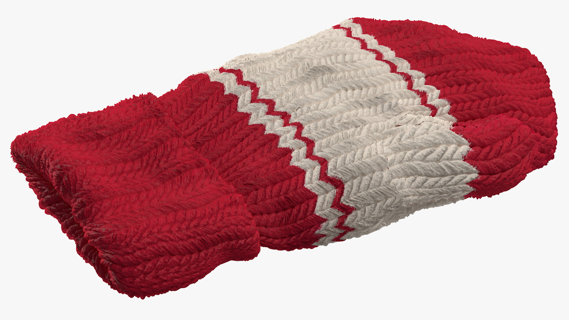 Knitted Red Wool Mittens 3D model
