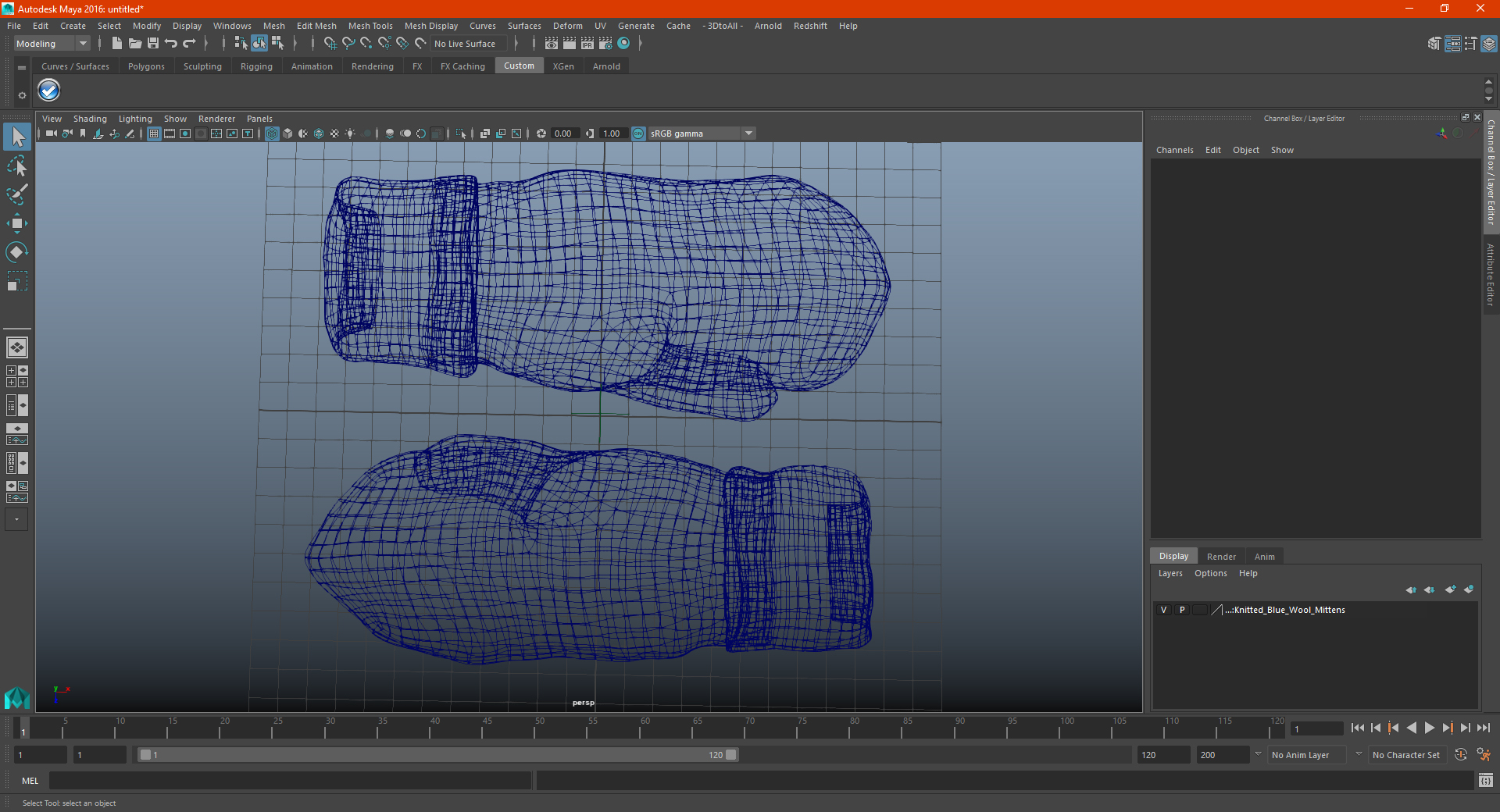 Knitted Red Wool Mittens 3D model