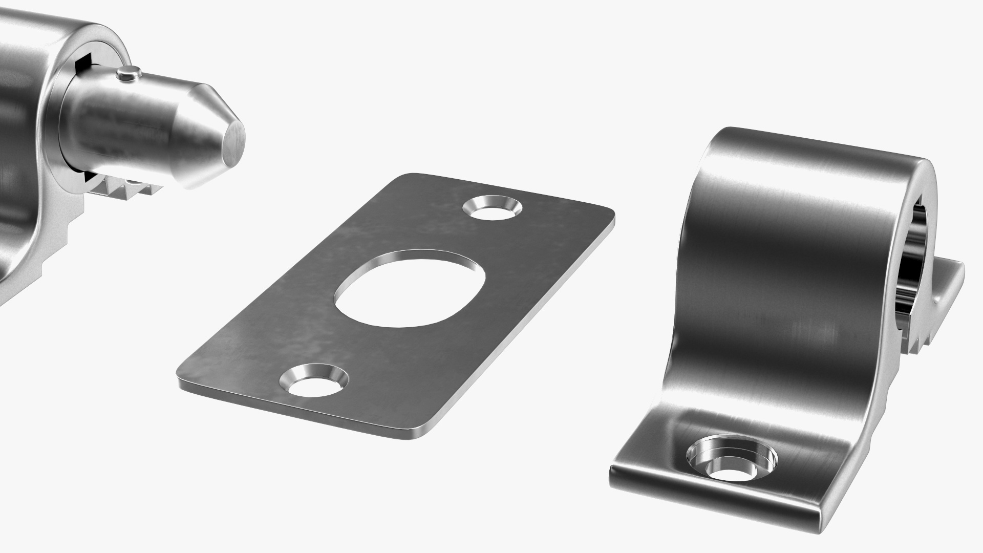 Combi Bolt Door Lock Chrome 3D