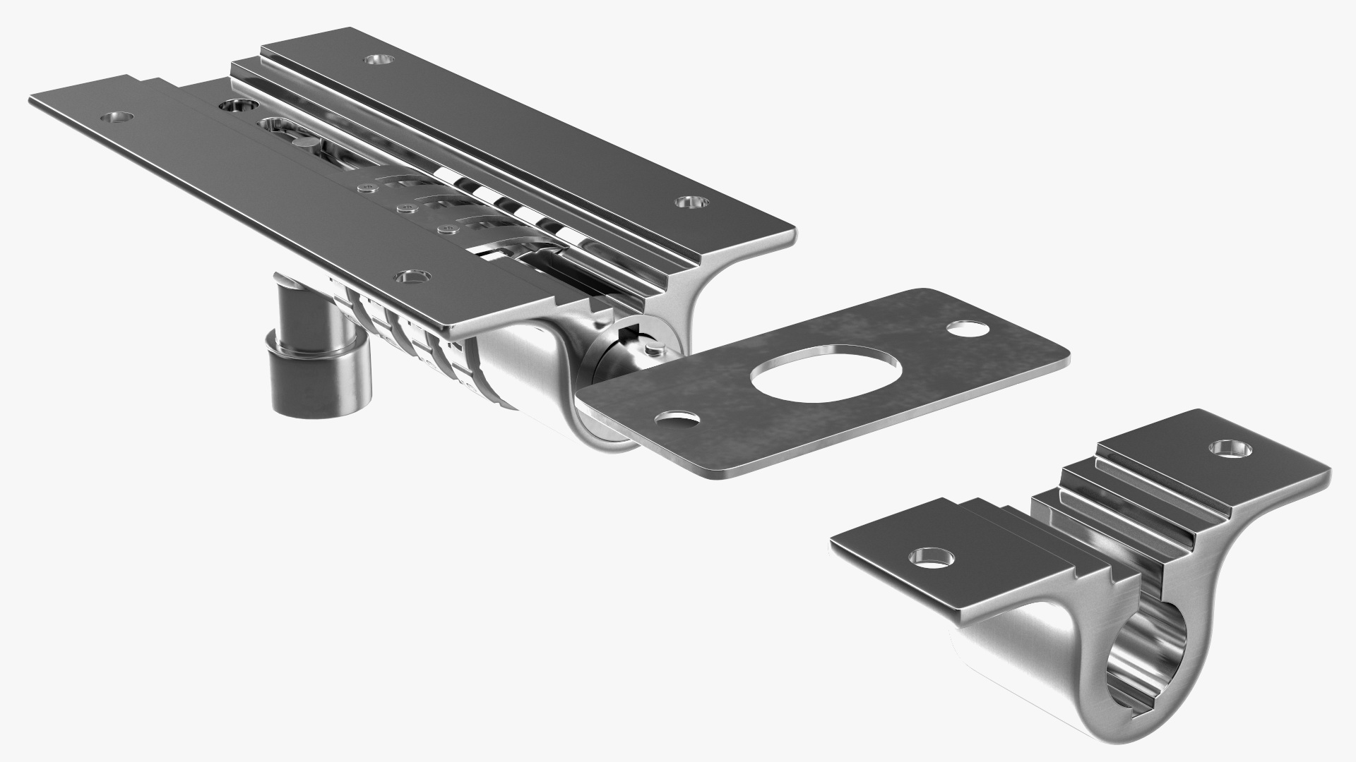 Combi Bolt Door Lock Chrome 3D