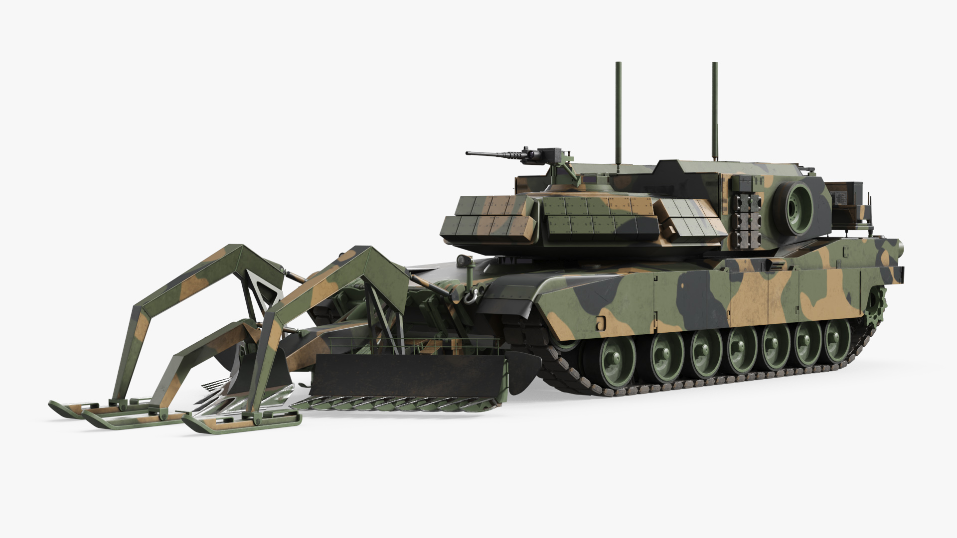 Breaching Tank with Mine Plow Camo Simplified