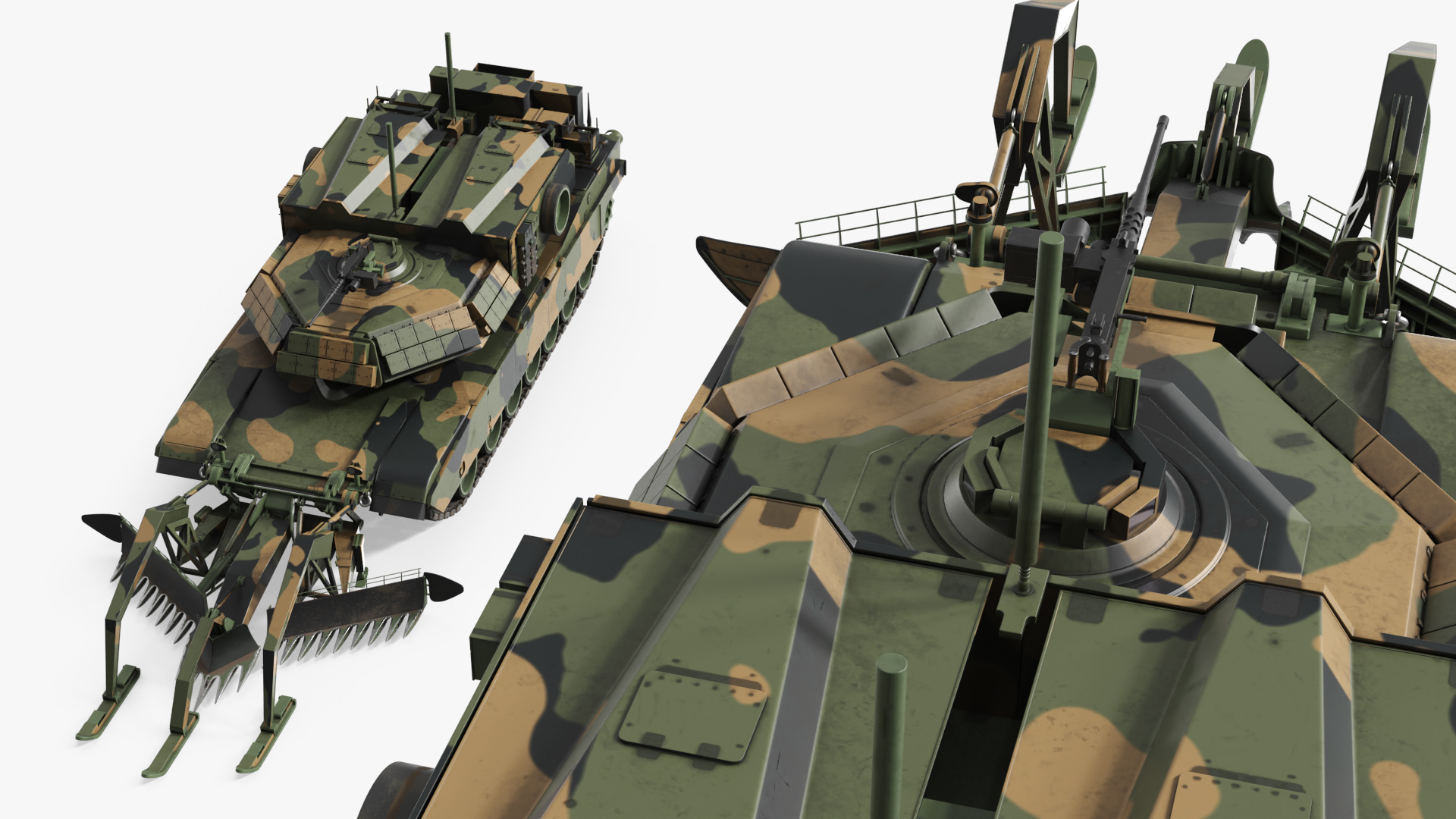 Breaching Tank with Mine Plow Camo Simplified, view 4