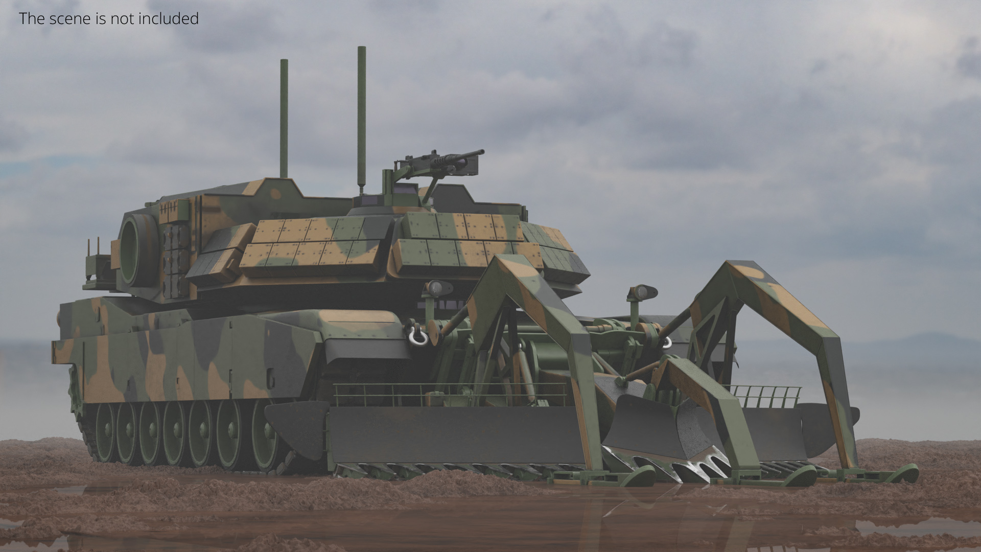 Breaching Tank with Mine Plow Camo Simplified, view 2